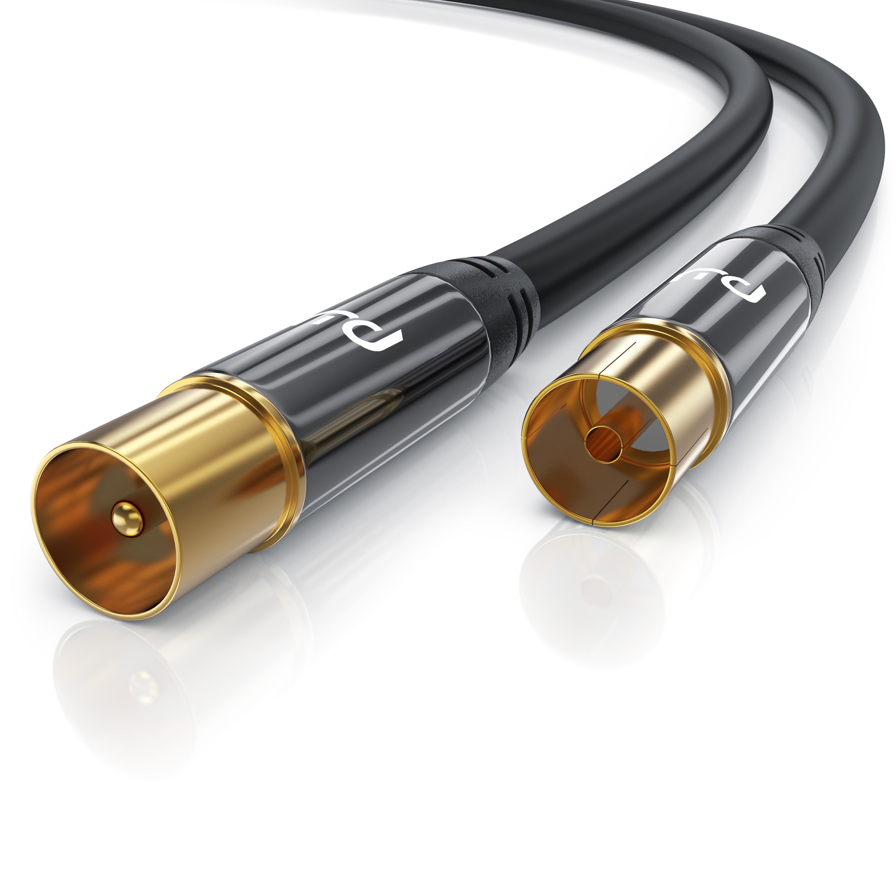 Primewire HDTV Antennenkabel, 4-fach Schirmung, 75 Ohm, 135dB - 2m TV-Kabel, Koax, RF, IEC (200 cm), Koaxialkabel, vergoldete Stecker, für Kabelfernsehen und Radio