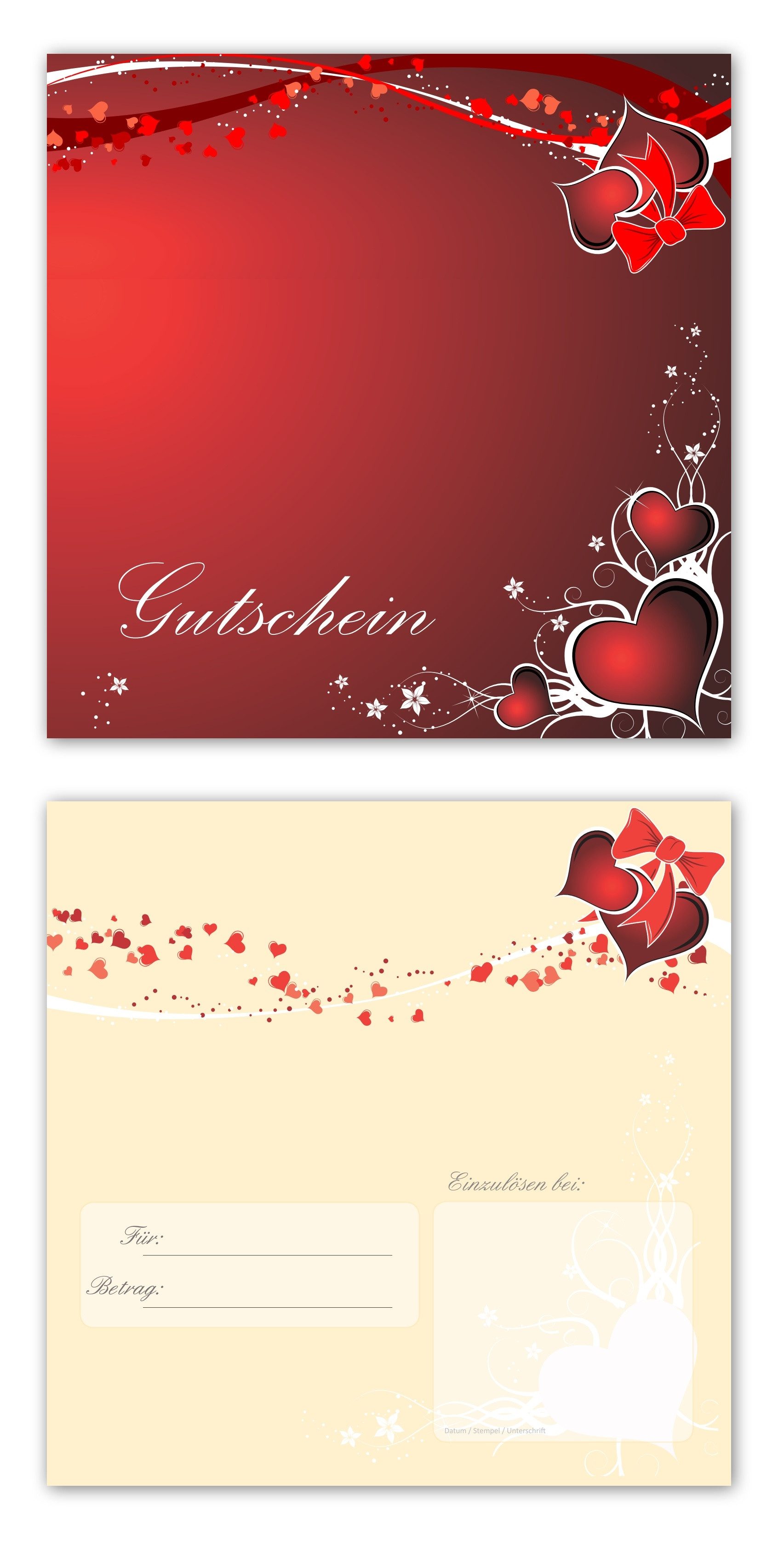 Geschenkkarte Geschenkgutschein Premium Herzen 4-seitig (Geschenk-797)