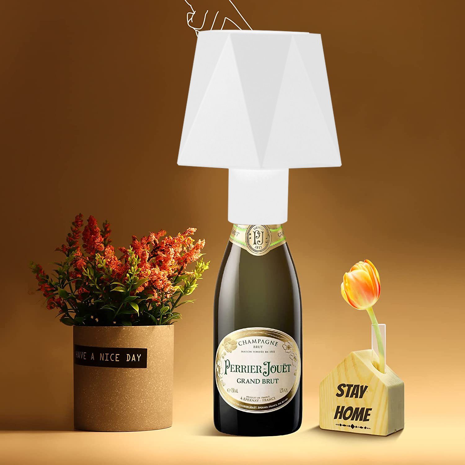 Modern Flaschenlampe Kabellos Nachttischlampe LEDTischleuchte Creative LED Akku, Bar-Restaurant-Atmosphärenlicht,Weinkopf-Nachtlicht, KUGI Tischleuchte weiß Ladeschreibtischlampe, tragbare tragbare Dimmbare kreative Weinflaschenlicht