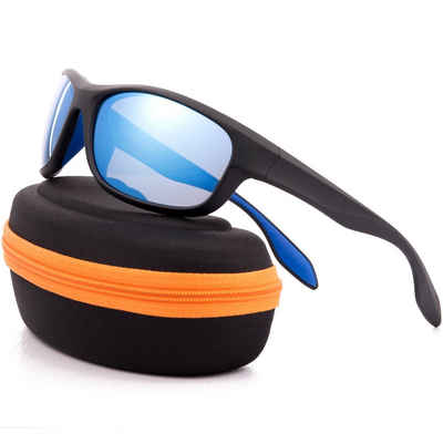Luxear Fahrradbrille, Luxear Fahrradbrille Sport-Ski-Sonnenbrille polarisiert für Herren Damen Radfahren Laufen Outdoor 100 % UV-Schutz langlebig - Blau