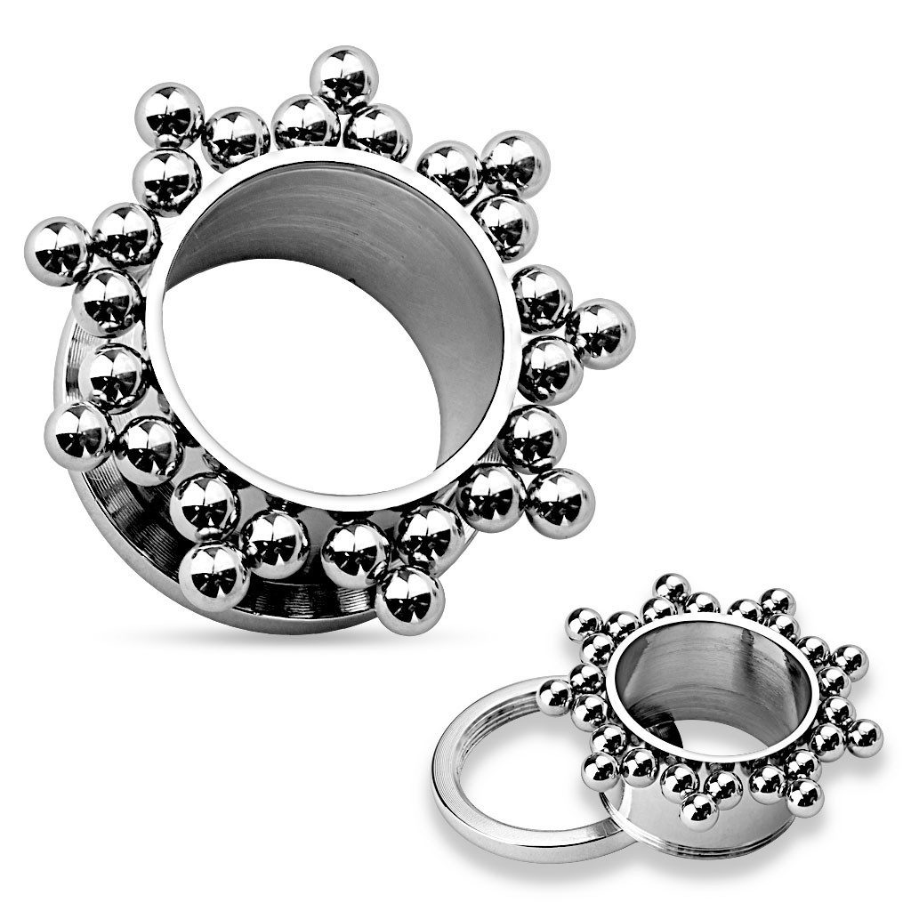 Plug Flesh Ohr Tunnel Edelstahl mit Stahlkugel Stern Fächer 10mm