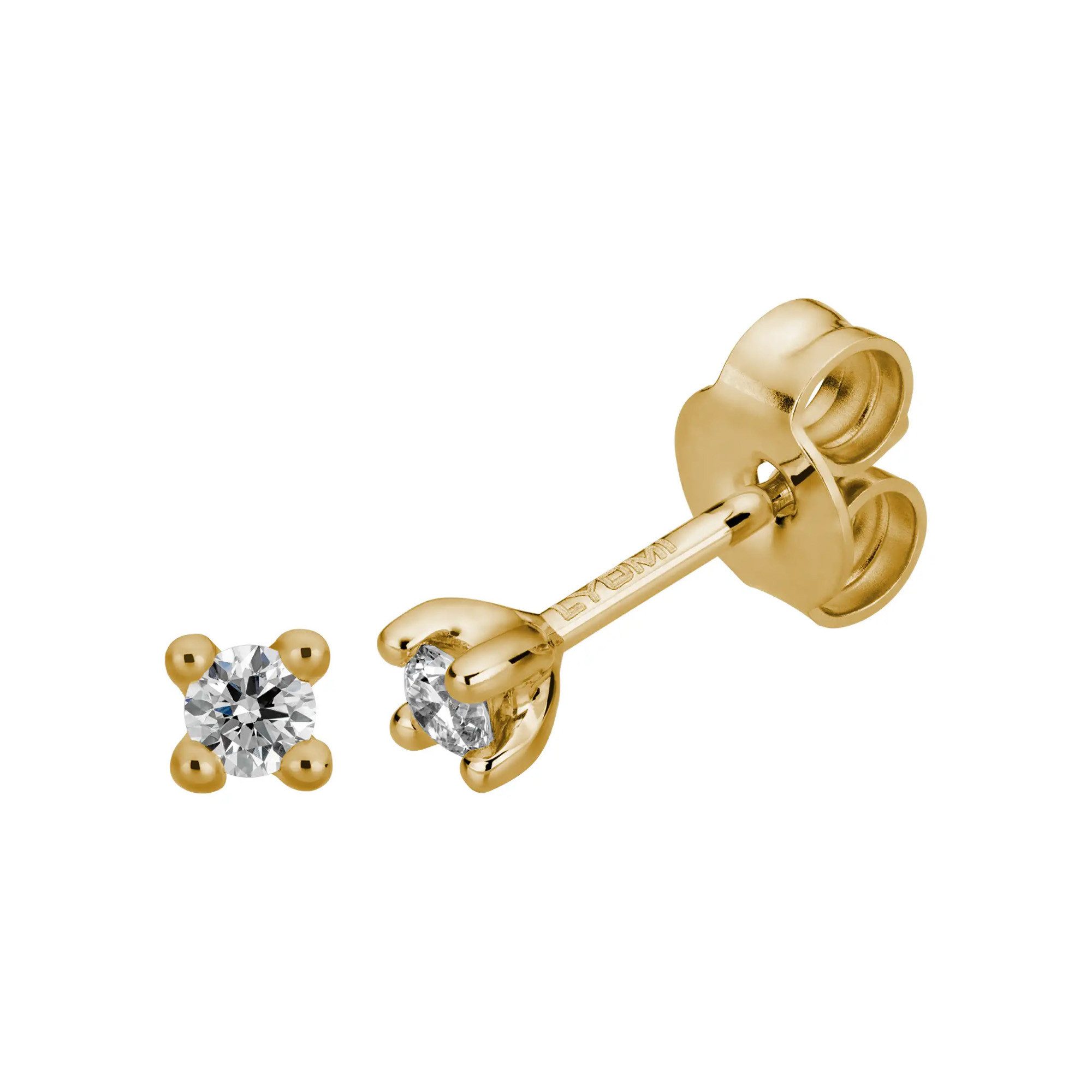 Paar Ohrstecker 585/- Gelbgold 2 synth. Diam. 0,10 ct.