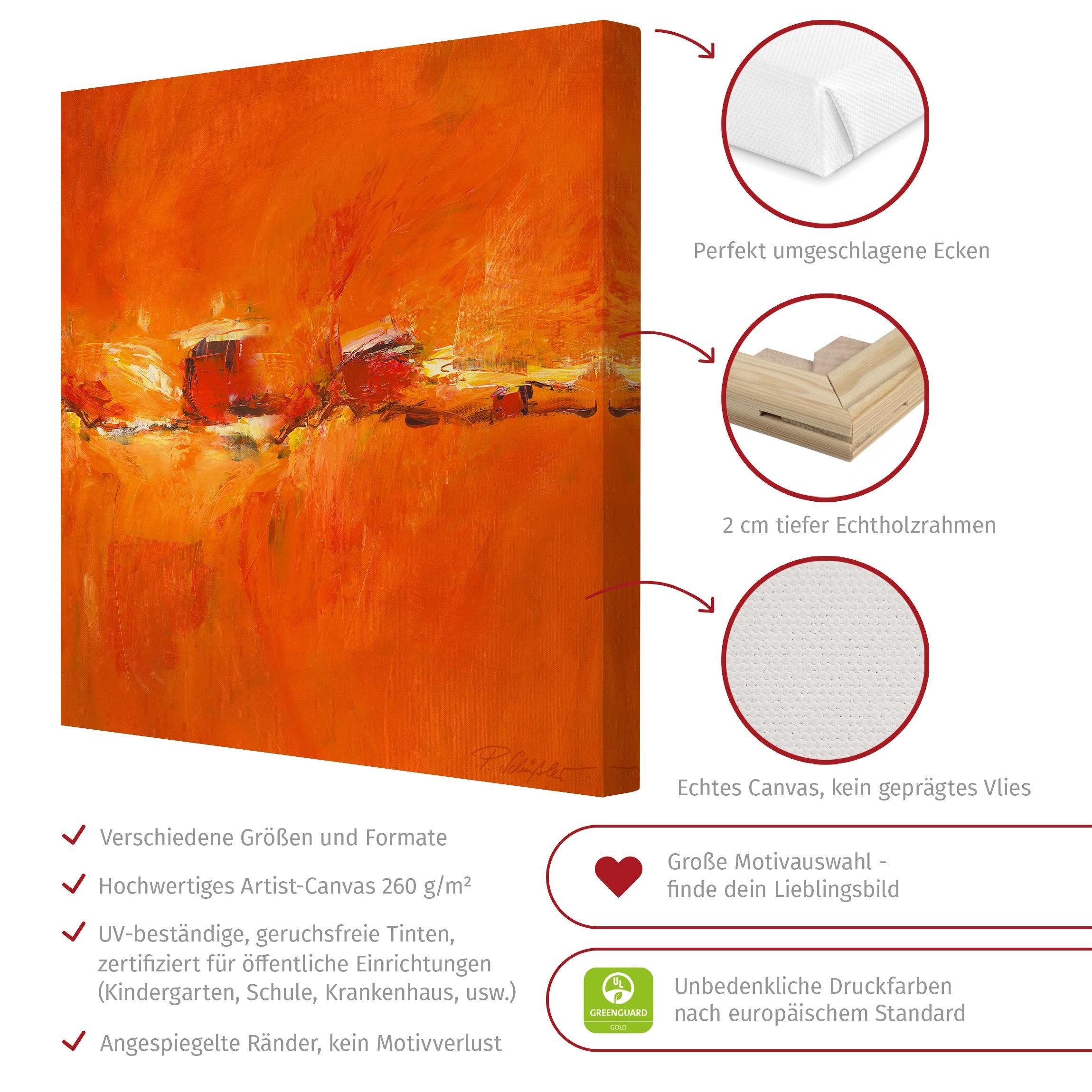 Bilderdepot24 Leinwandbild Kunstdruck Abstrakt Modern Komposition orange Bild auf Leinwand XXL, Wohnzimmer Schlafzimmer Küche Flur Wandbild Kunstkopie Wanddeko Druck