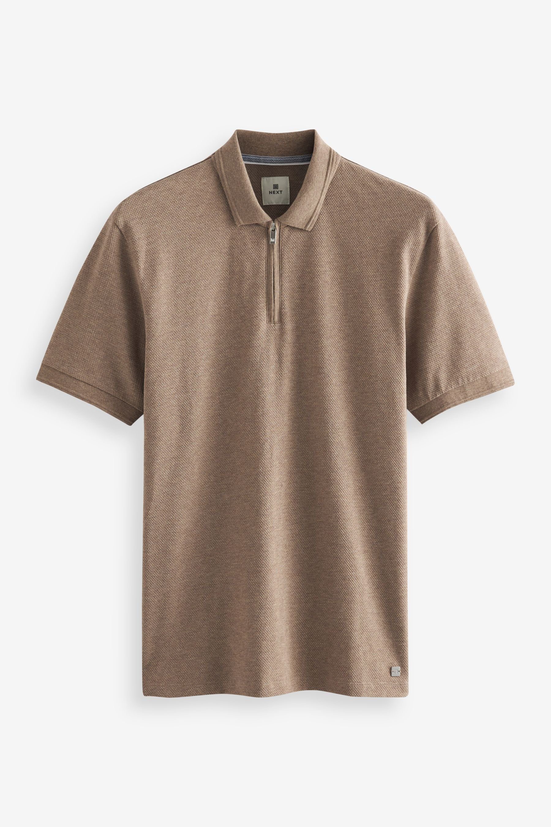 Next Poloshirt Strukturiertes Polo-Shirt (1-tlg) Neutral Stone