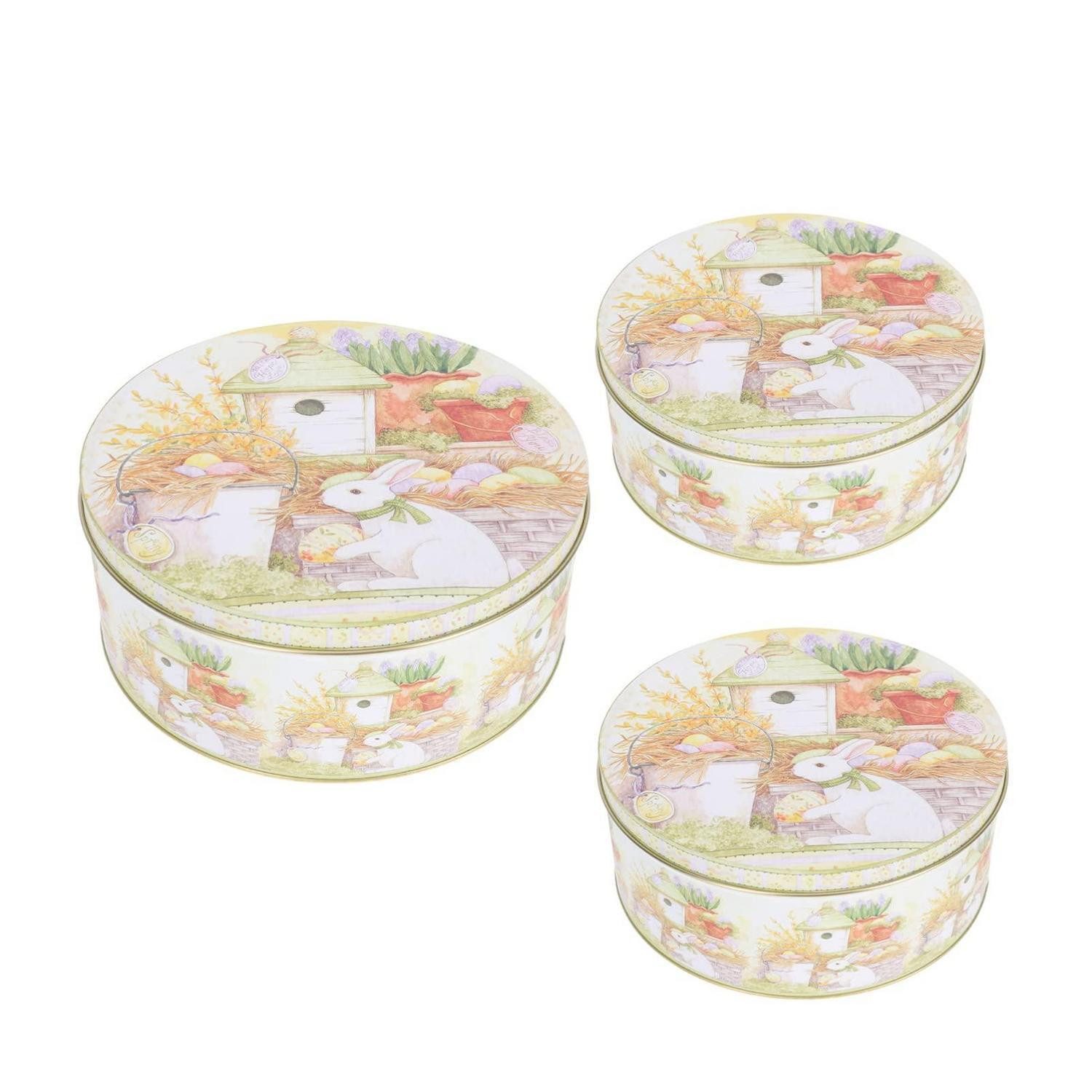 LuxusKollektion Keksdose Keksdose Ostern 3er Set rund 9-12cm, Metall