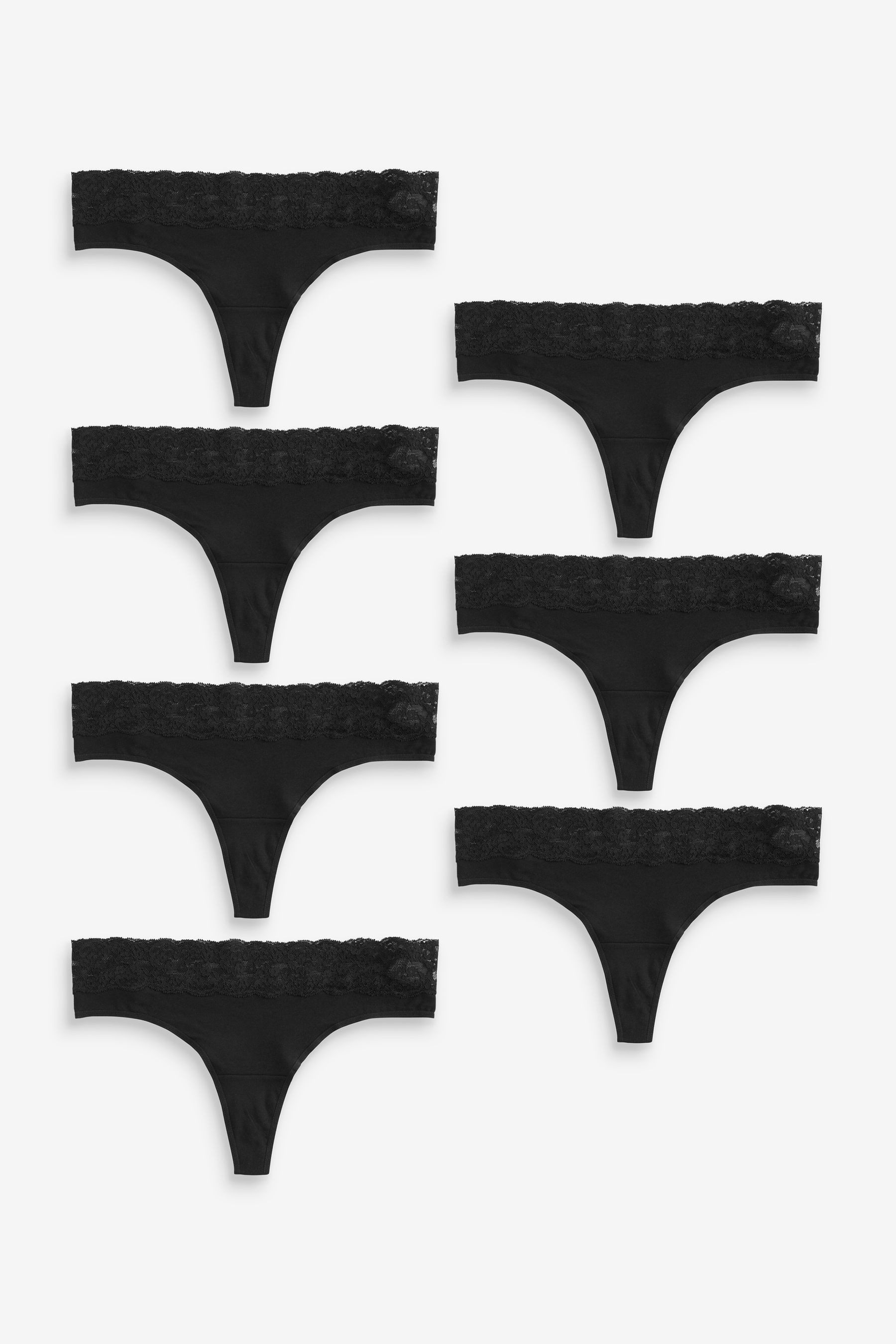 Tanga Baumwollslips mit Spitze im 7er-Pack, Thong