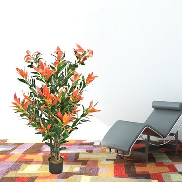 Kunstblume Künstliche Glanzmispel Photinia Kunstpflanze Künstliche Pflanze 120 cm, Decovego