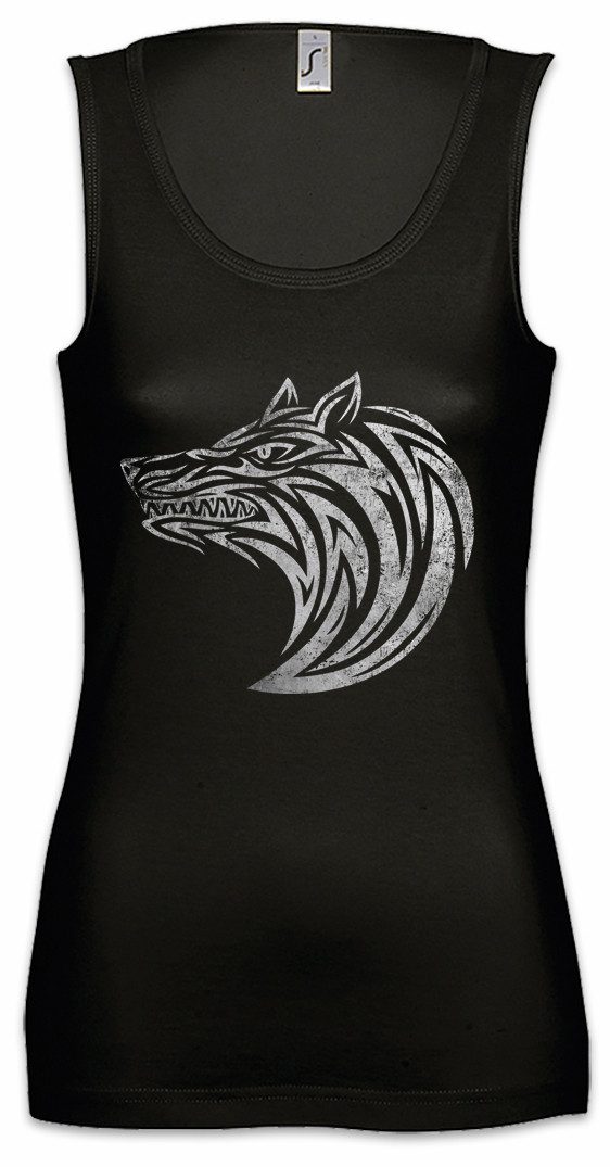 Tanktop Tribal Wolf I Ärmelloses Damen T-Shirt Kunst Art Kelten Tattoo Knoten