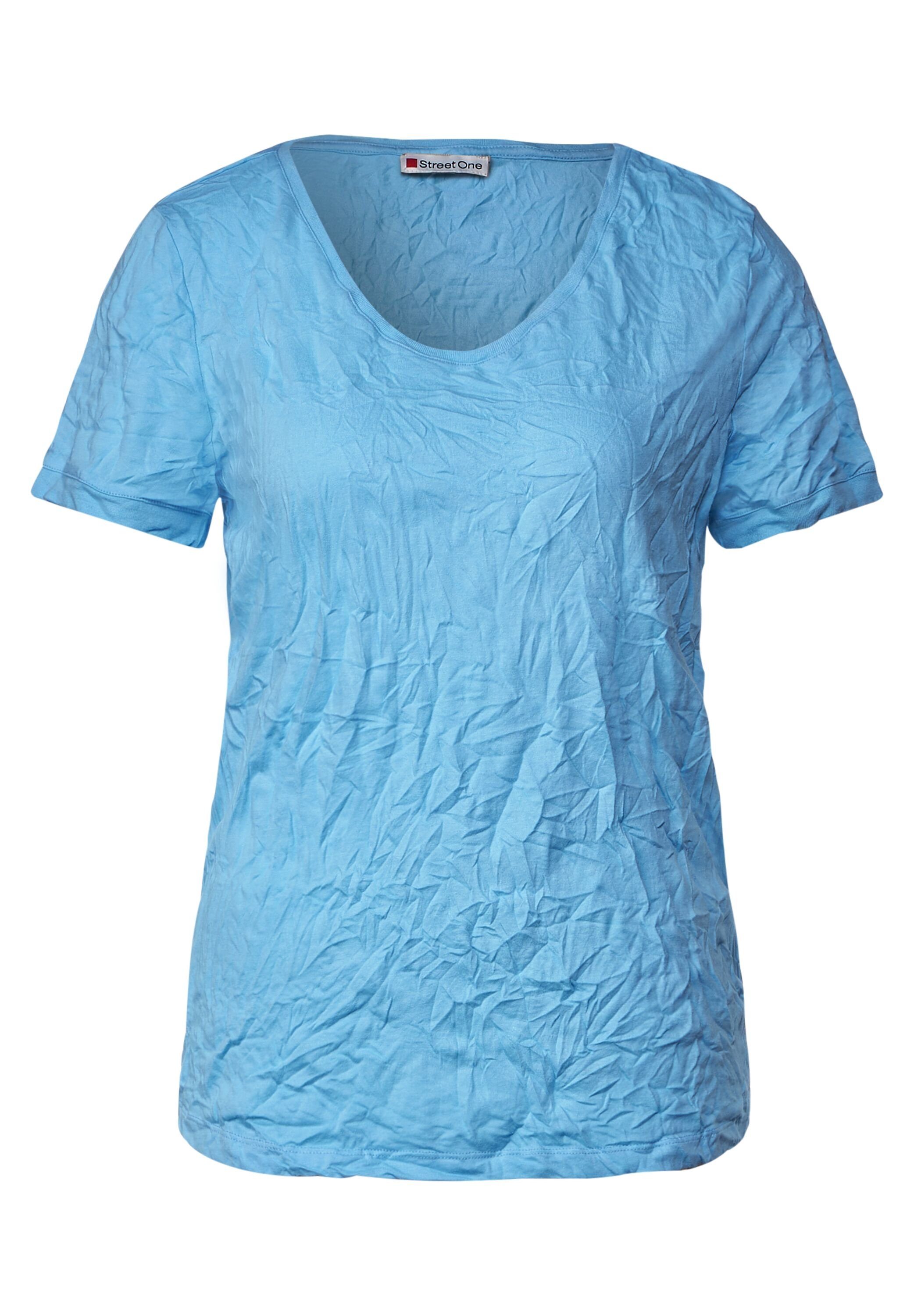 STREET ONE splash aus Materialmix softem blue T-Shirt