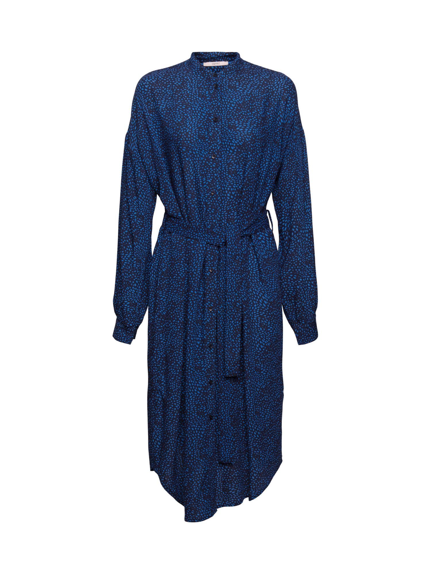 Esprit Minikleid Kleid mit Gürtel, NAVY und LENZING™ NEW ECOVERO™ Muster