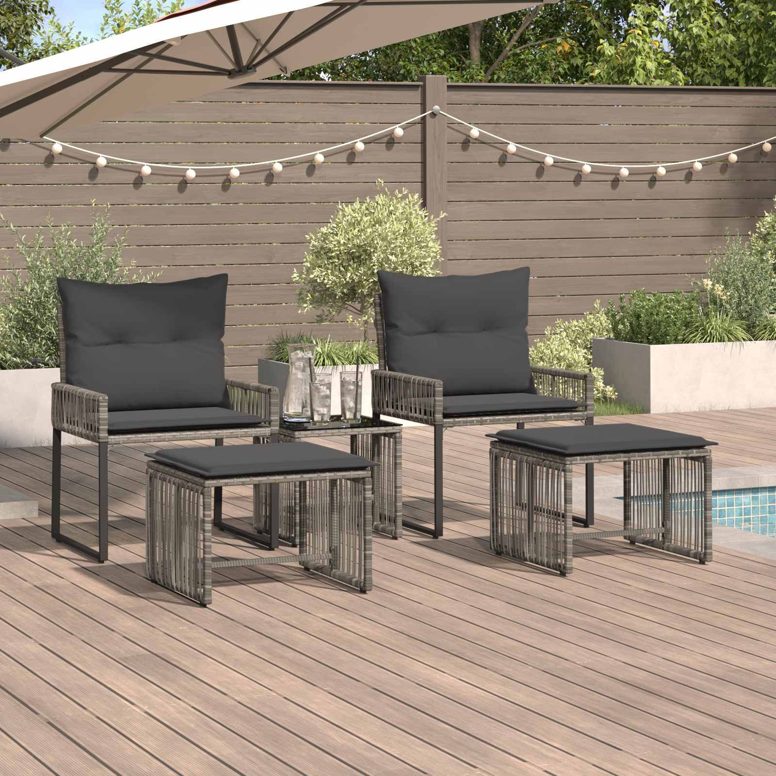 vidaXL Gartenlounge-Set Gartenmöbel Set 11 pcs Grau und Dunkelgrau Poly-Rattan, (11-tlg)