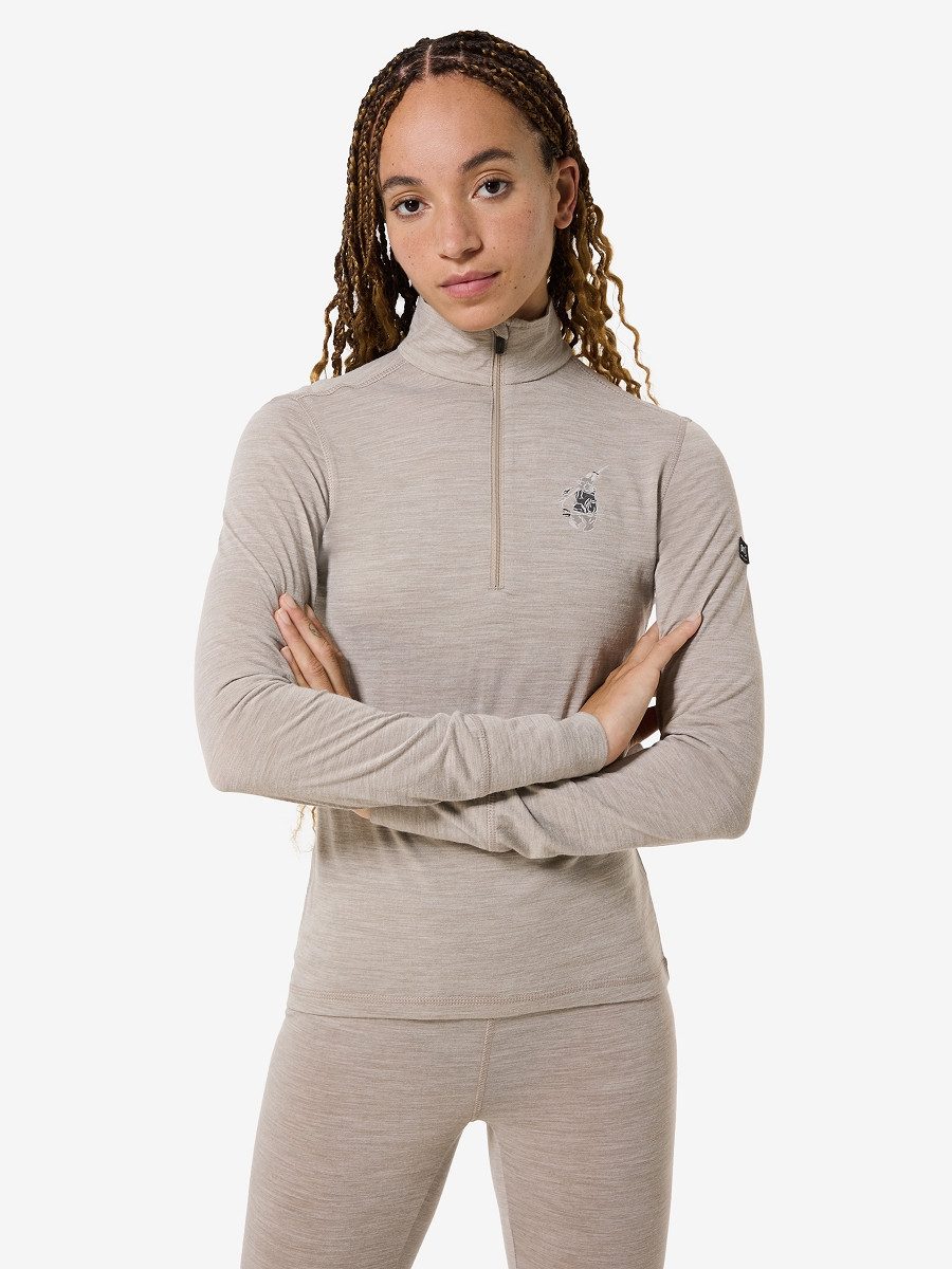 SUPER.NATURAL Funktionsshirt für Damen, Merino W TUNDRA175 ZIP 1/4 BUNNY atmungsaktiv