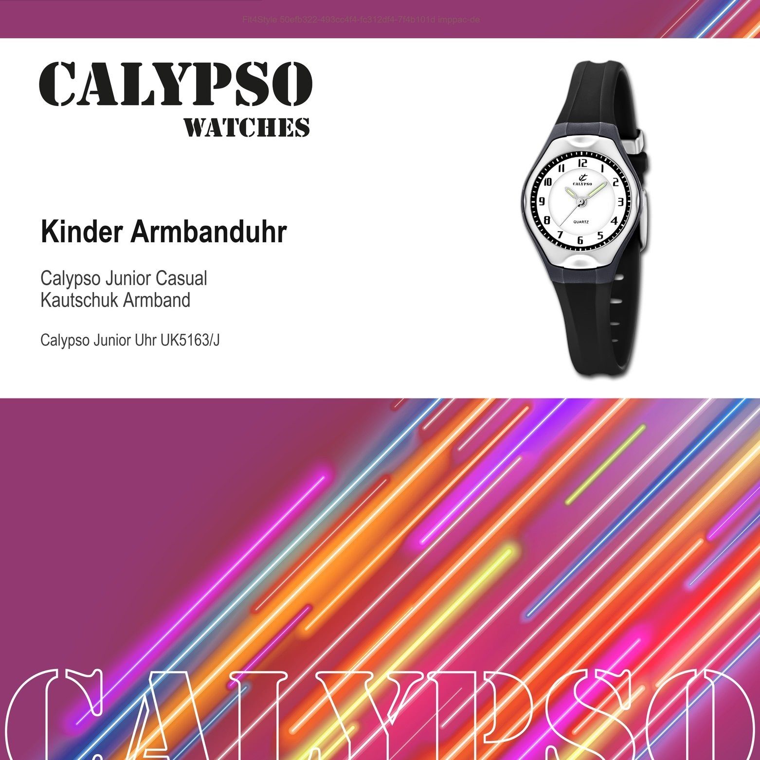 CALYPSO Quarzuhr WATCHES Calypso Armbanduhr Kinder schwarz, K5163/J Casual Kunststoffband, rund, Kinder Kautschukarmband Uhr