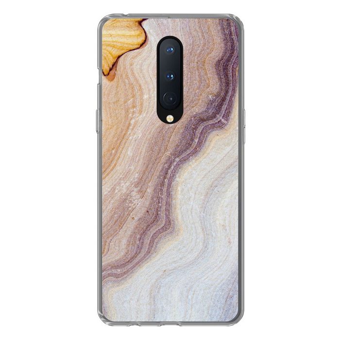 MuchoWow Handyhülle Marmor - Textur - Sandstein - Gold - Marmoroptik Phone Case Handyhülle OnePlus 8 Silikon Schutzhülle