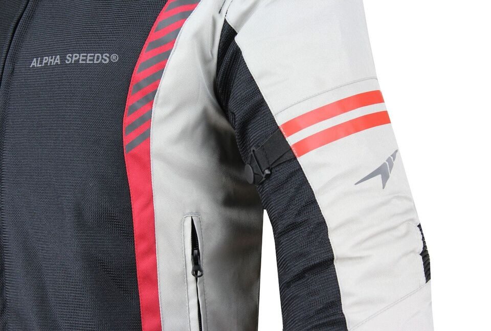 Alpha Speeds Motorradjacke Herren MESH ONE 4-in-1 All-Season Mesh-Jacke in Off-White (Rot-Touch)
