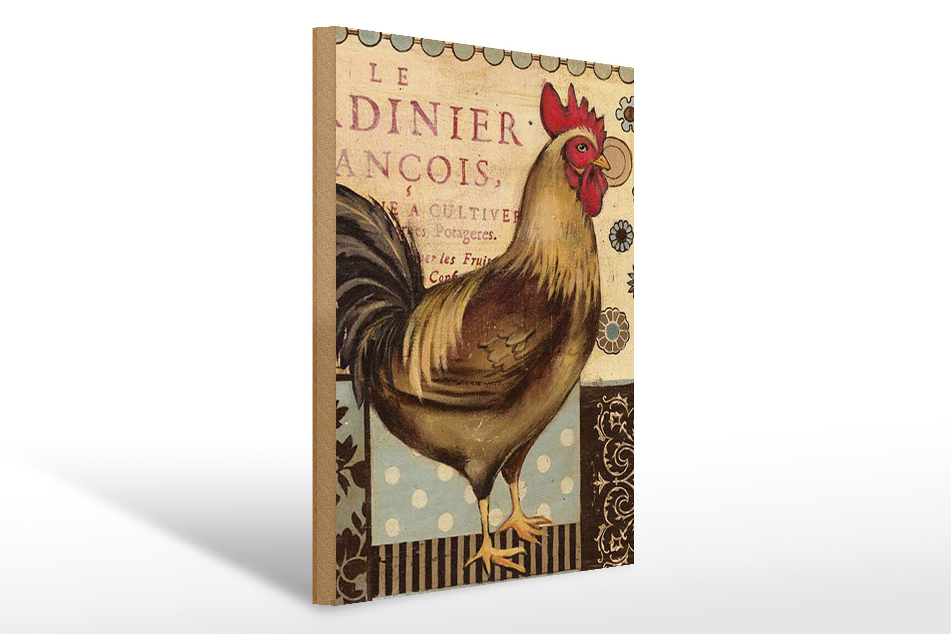 Holzbild Spruch 30x40cm Nostalgie Huhn Vintage Antik