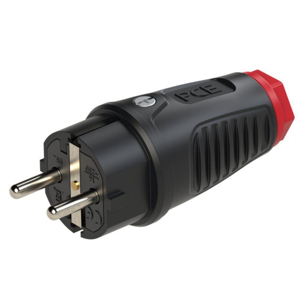 PCE 0512-sr Schutzkontaktstecker Vollgummi, Thermoplast 250 V Schwarz Steckernetzteil