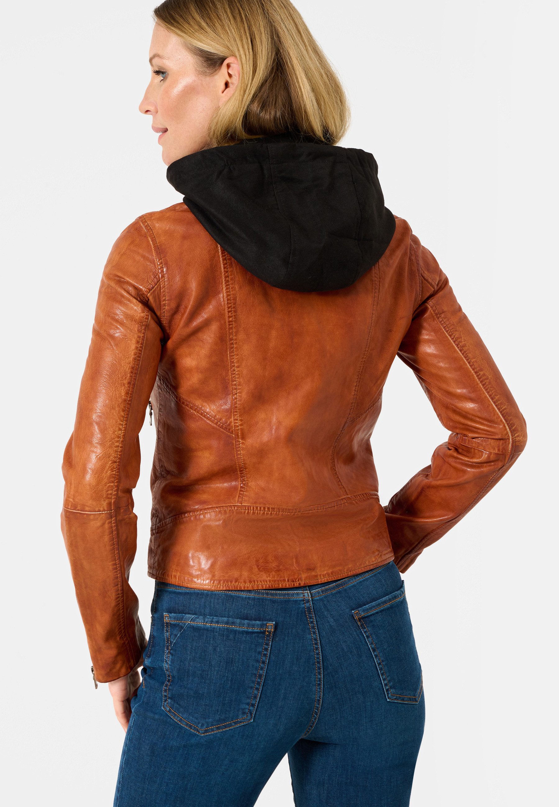 RICANO Lederjacke Dalia Lederjacke mit abtrennbarer Kapuze