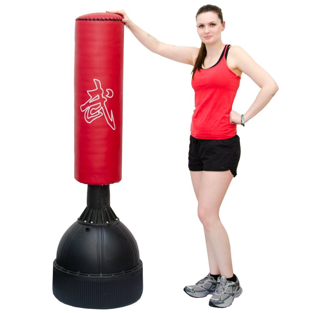 eyepower Standboxsack 160 cm Boxsack Freistehend - PU Boxtrainer mit Befüllbarem Standfuß, Punching Bag mit Fuß für Erwachsene & Kinder - Kampfsport Training