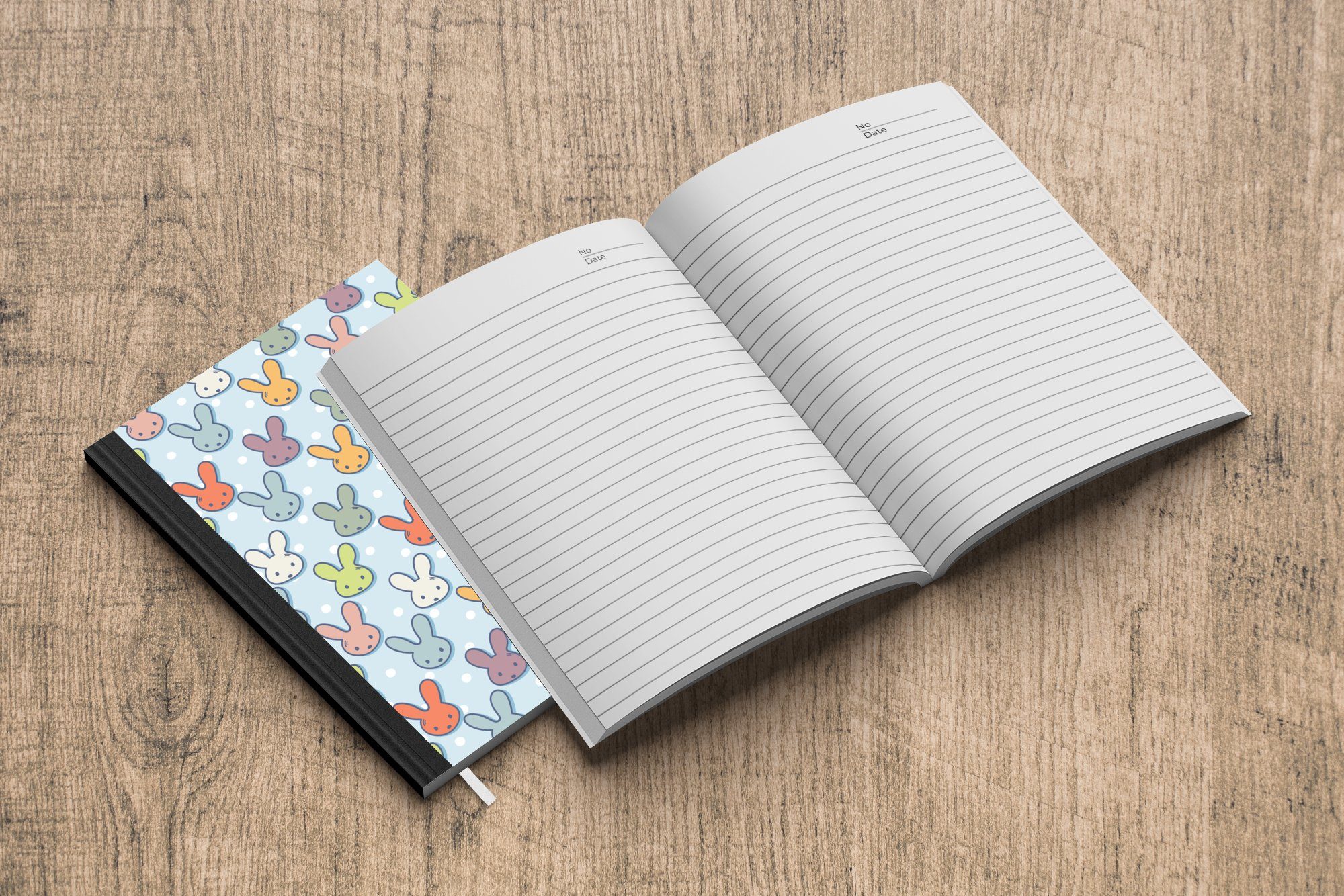 Punkte Journal, - Muster, MuchoWow - Blau - Merkzettel, Tagebuch, Notizbuch Seiten, - Haushaltsbuch Notizheft, A5, 98 Kaninchen Pastell