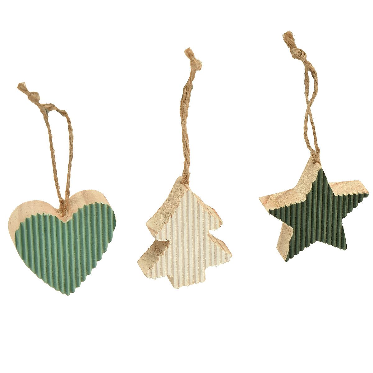 Viana Christbaumschmuck Holzanhänger Weihnachten Set Herz Baum Stern Mint Grün Weiß 9, 9 Stück