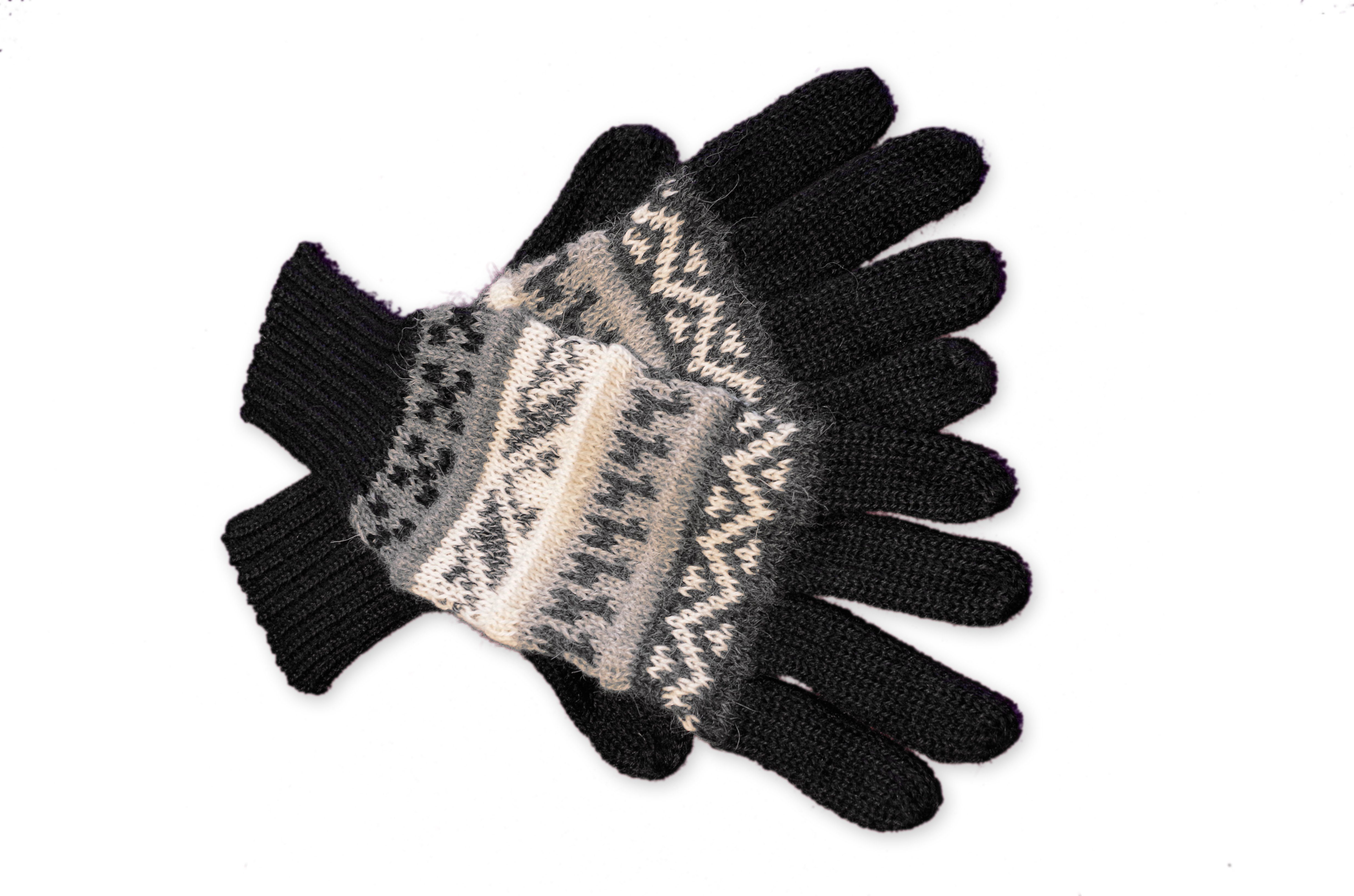 Alpaka Gear aus Guantilissi Posh 100% Fingerhandschuhe Strickhandschuhe Alpakawolle schwarz