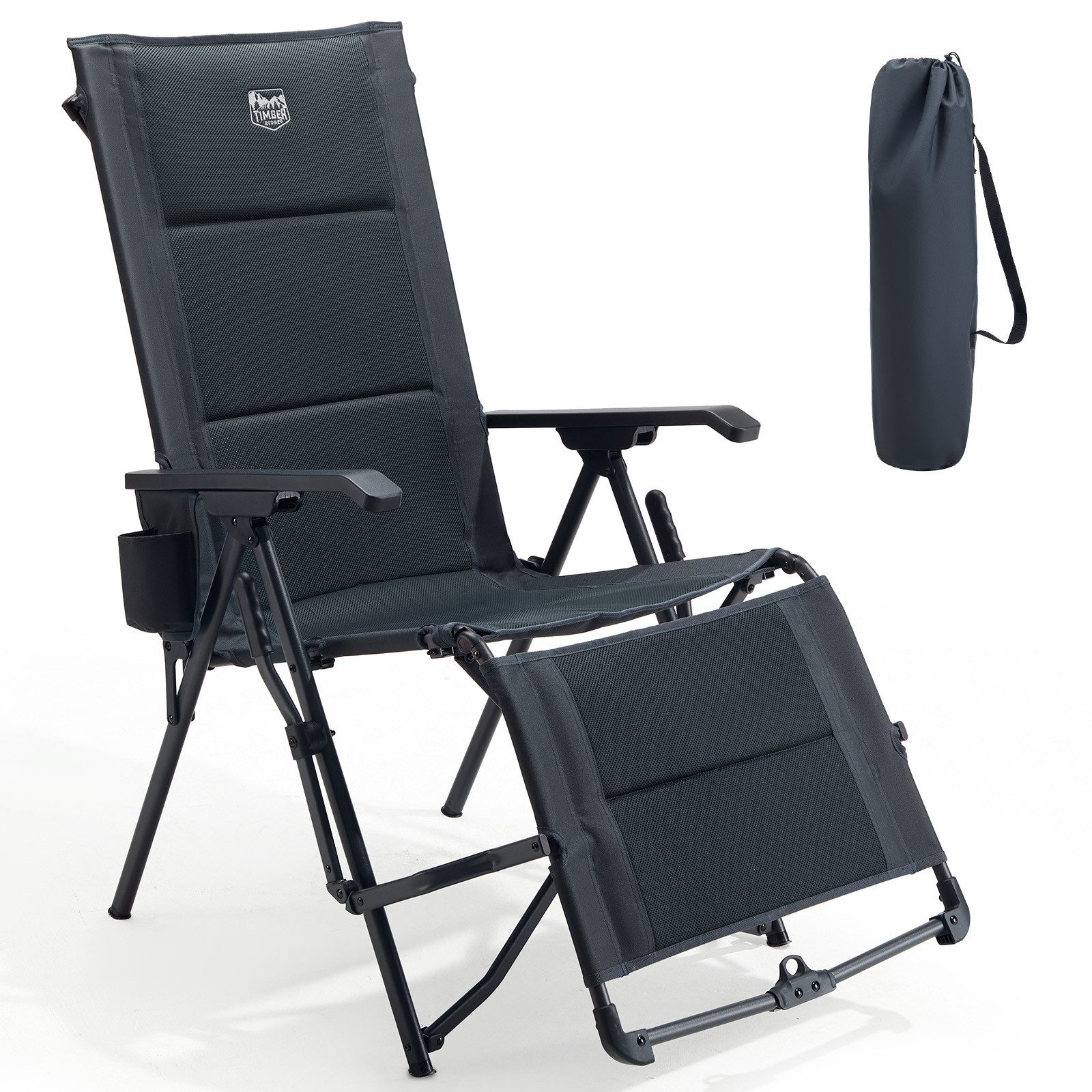 TIMBER RIDGE Campingstuhl mit Fußstütze, klappbar, 4-fach verstellbar, hohe Rückenlehne, 150 kg (1 St)