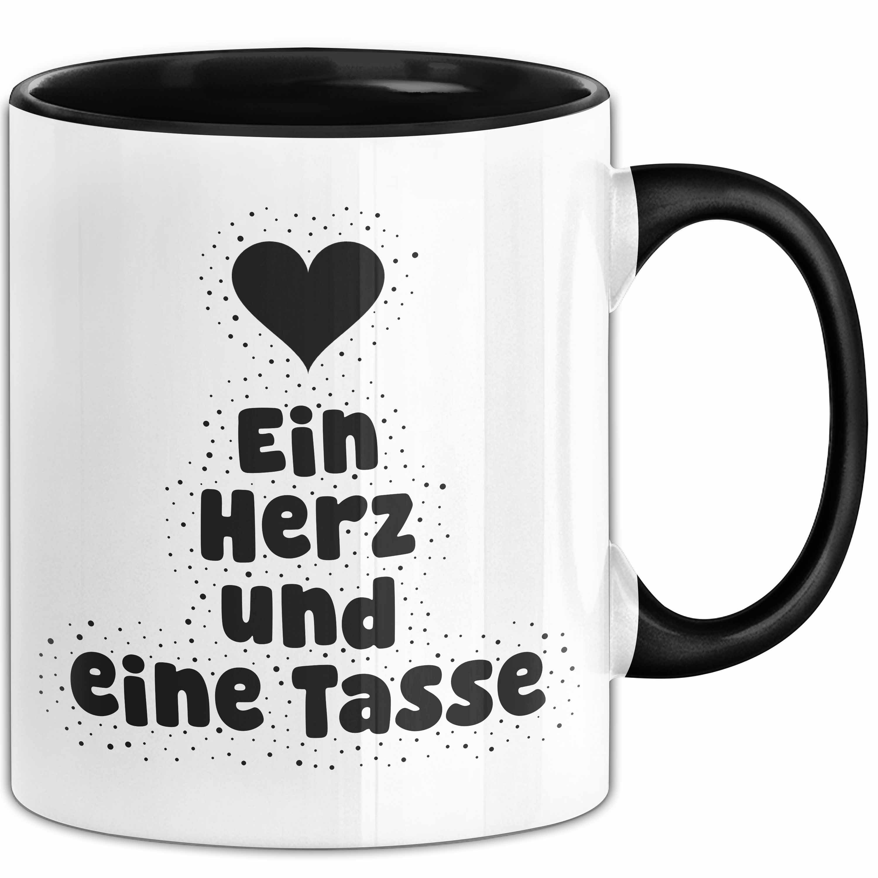 Trendation Tasse Ein Herz und eine Tasse Tasse mit Spruch Geschenk Partner, Keramik