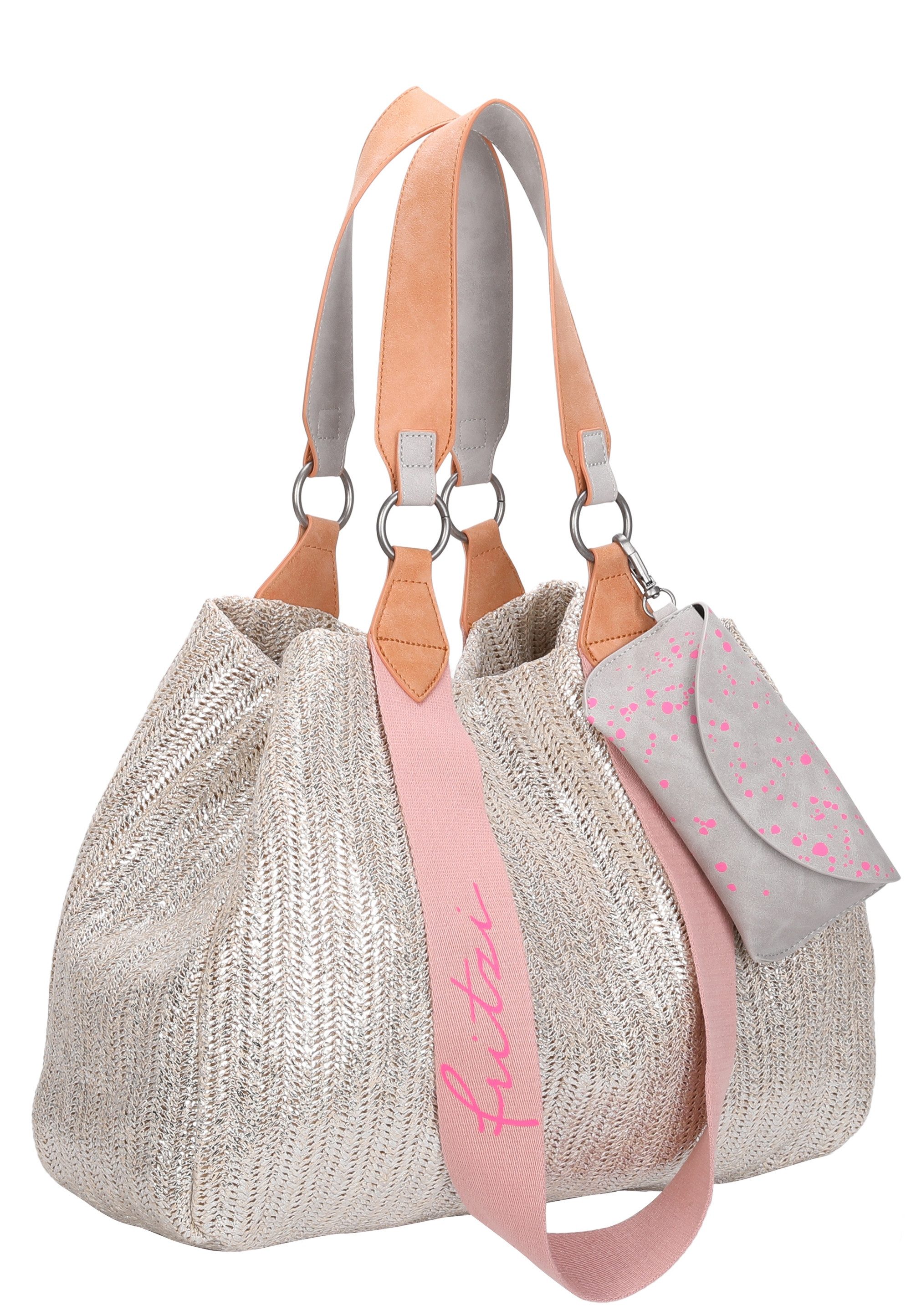 Fritzi aus Preußen Henkeltasche Izzy Medium Limited Painted Straw, mit abnehmbarem Brillenetui