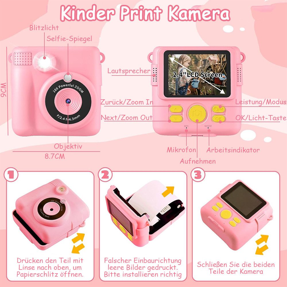 zggzerg Spielzeug-Kamera Kinderkamera Sofortbildkamera, Digitalkamera mit D günstig online kaufen