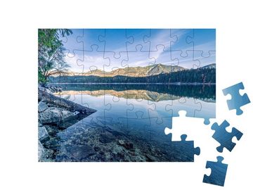 puzzleYOU Puzzle Blick auf den Eibsee und den Zirmerskopf, 48 Puzzleteile, puzzleYOU-Kollektionen Eibsee