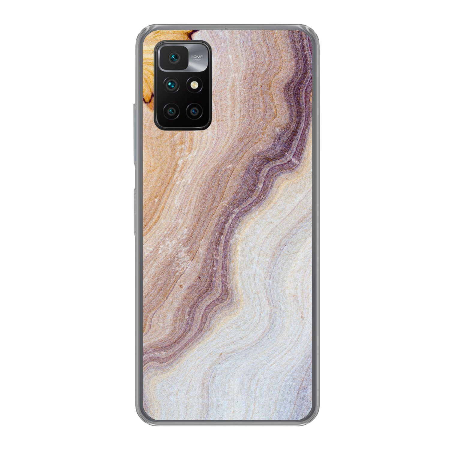 MuchoWow Handyhülle für Xiaomi Redmi 10 Marmor - Textur - Sandstein - Gold - Marmoroptik, Phone Case, Silikon, Schutzhülle Dünn