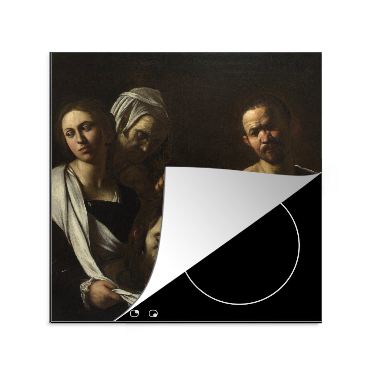 MuchoWow Herdblende-/Abdeckplatte Salome mit dem Haupt von Johannes dem Täufer - Caravaggio, Vinyl, (1 tlg), 78x78 cm, Ceranfeldabdeckung, Arbeitsplatte für küche