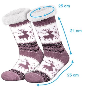 compagno Kuschelsocken (1-Paar) Kuschelsocken Rentiere Noppensocken Anti Rutsch Sohle Wintersocken Damen Herren Socken 1 Paar Einheitsgröße