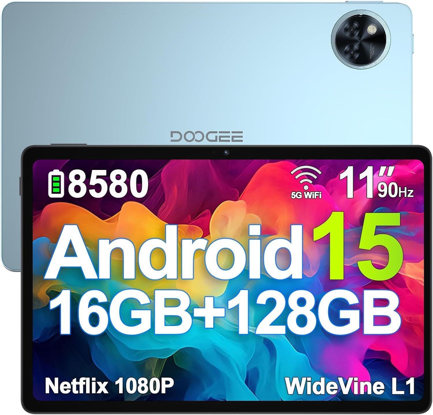 DOOGEE U11 Android Tablet 11 Zoll, 8580mAh, 4GB+128GB/2TB, Gemini AI, 90Hz Tablet (11", 4 GB, Android 15, 13MP+5MP,Octa-Core Tablets PC 2.4G/5G WLAN /GPS/Face ID/OTG)