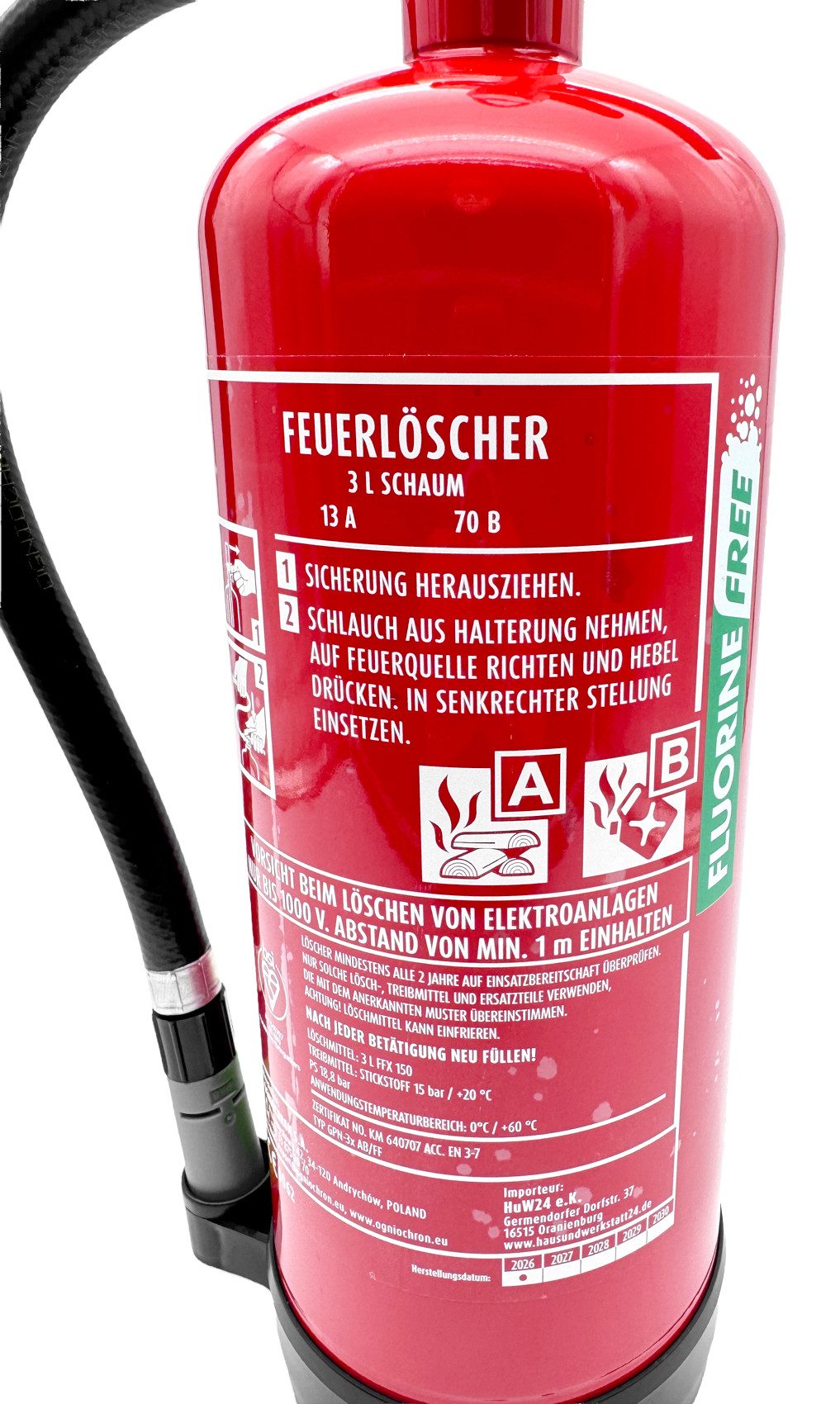 EXDINGER Schaum-Feuerlöscher Schaumlöscher fluorfrei GPN-3X-AB/FF 3l Dauerdrucklöscher 13A 70B, Dauerdruck, AB-Schaum, (2-St) Dauerdrucklöscher, fluorfrei