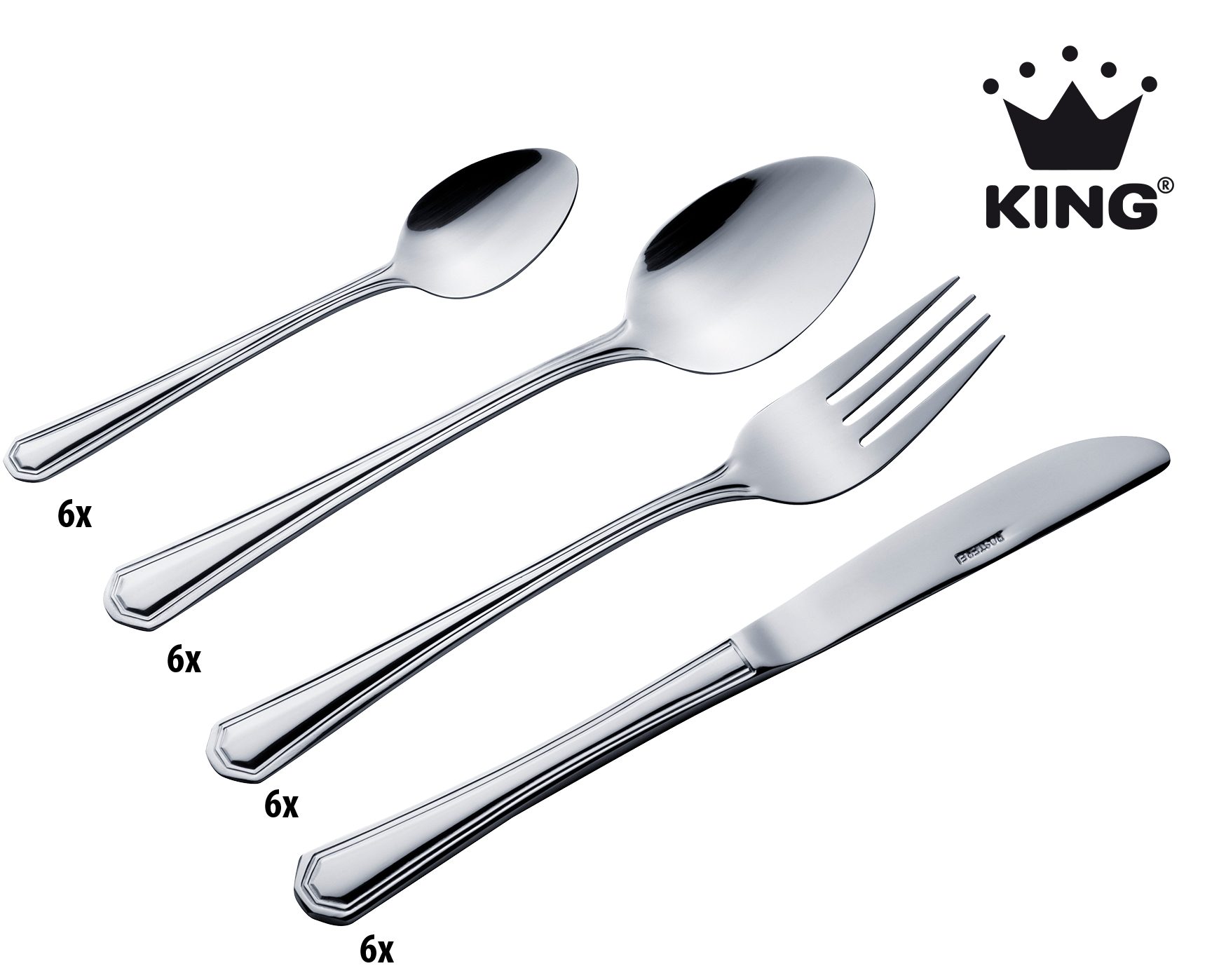 KING Besteck-Set »Düsseldorf« (24-tlg), 6 Personen, Edelstahl 18/0, Besteck im zeitlosen Design