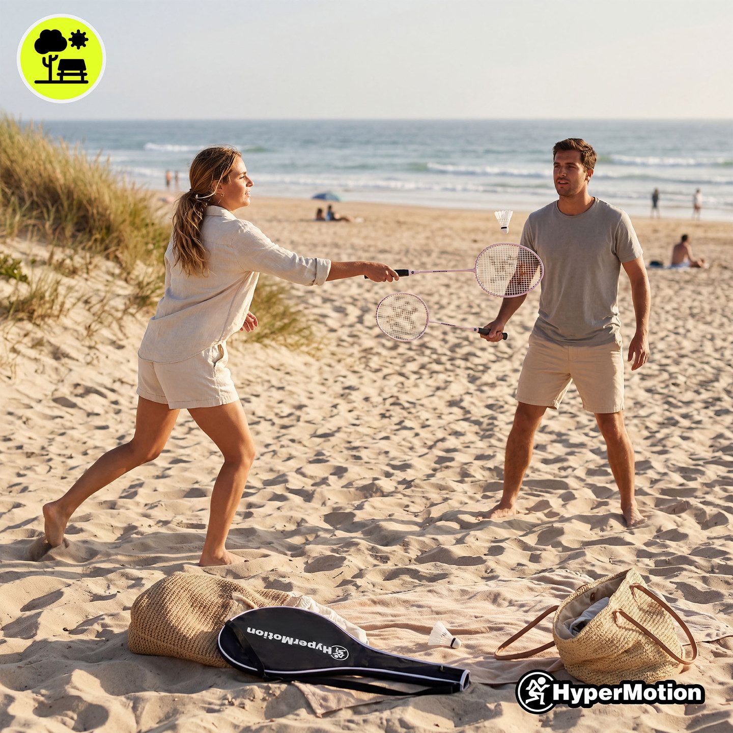 HyperMotion Federballschläger HyperMotion Badminton Schläger Set 2er mit Tasche Rosa