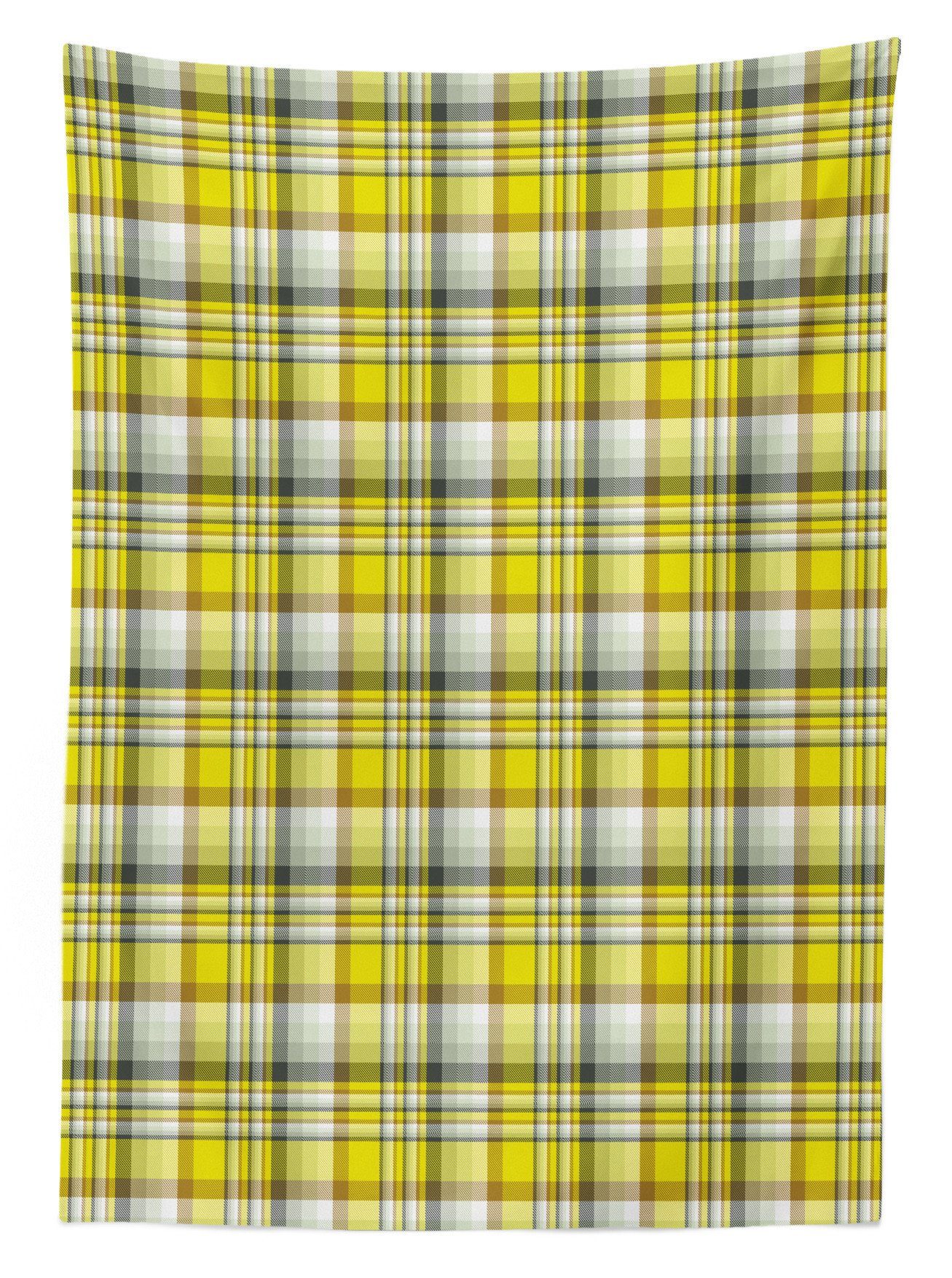 Vibrant grau Bereich Farbfest Abakuhaus Tischdecke Klare Farben, Madras Plaid Waschbar geeignet Gelb Außen Für den
