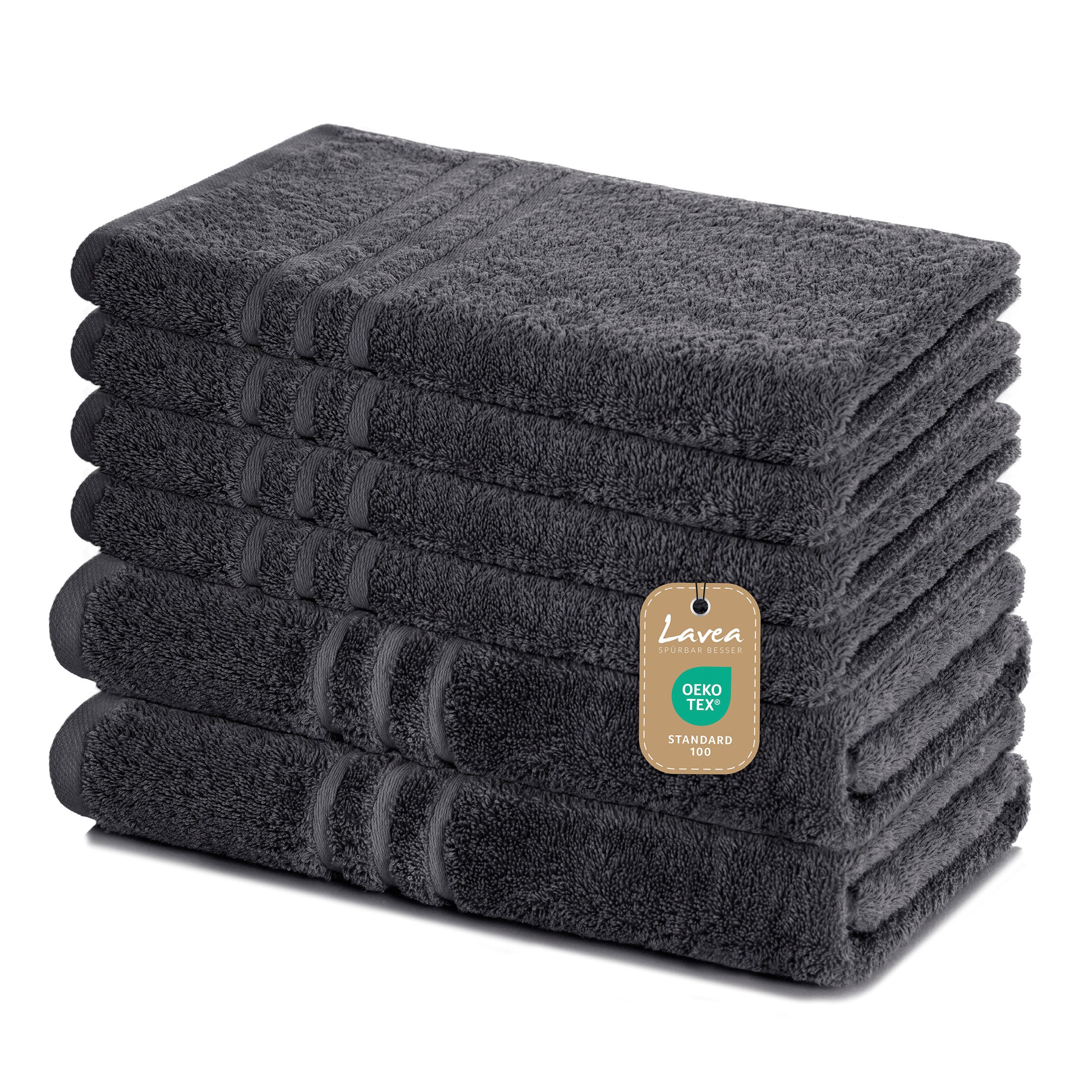 Lavea Handtuch Set Elena, Duschtücher, Handtücher, Gästetücher, Waschhandschuhe, 100% Baumwolle (Set, 6-St), Frottierserie, weich & saugstark, pflegeleicht, 500 g/m² Frottier