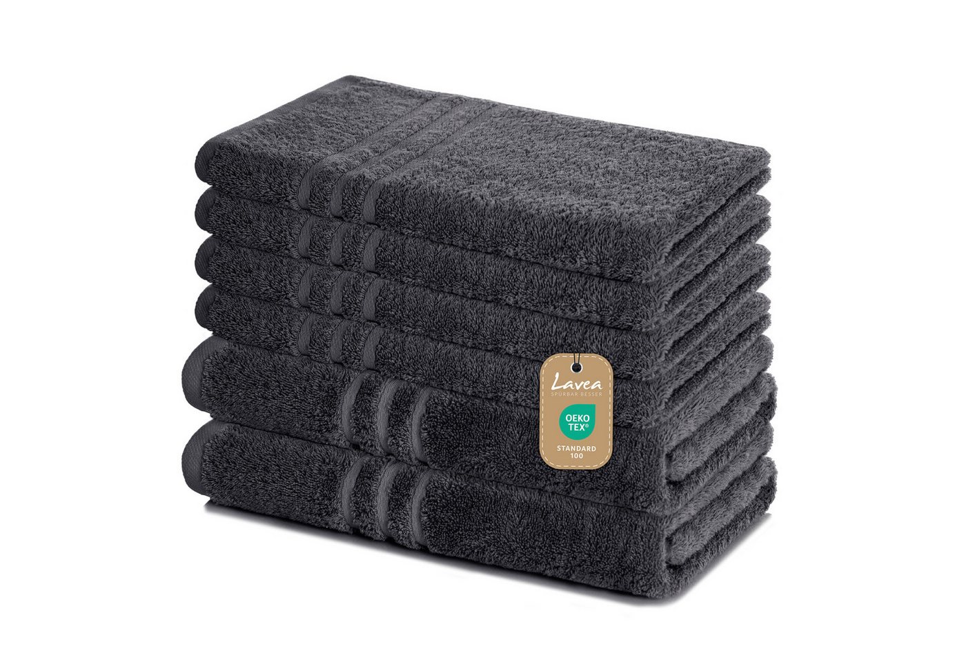Lavea Handtuch Set Elena, Duschtücher, Handtücher, Gästetücher, Waschhandschuhe, 100% Baumwolle (Set, 6-St), Frottierserie, weich & saugstark, pflegeleicht, 500 g/m² Frottier