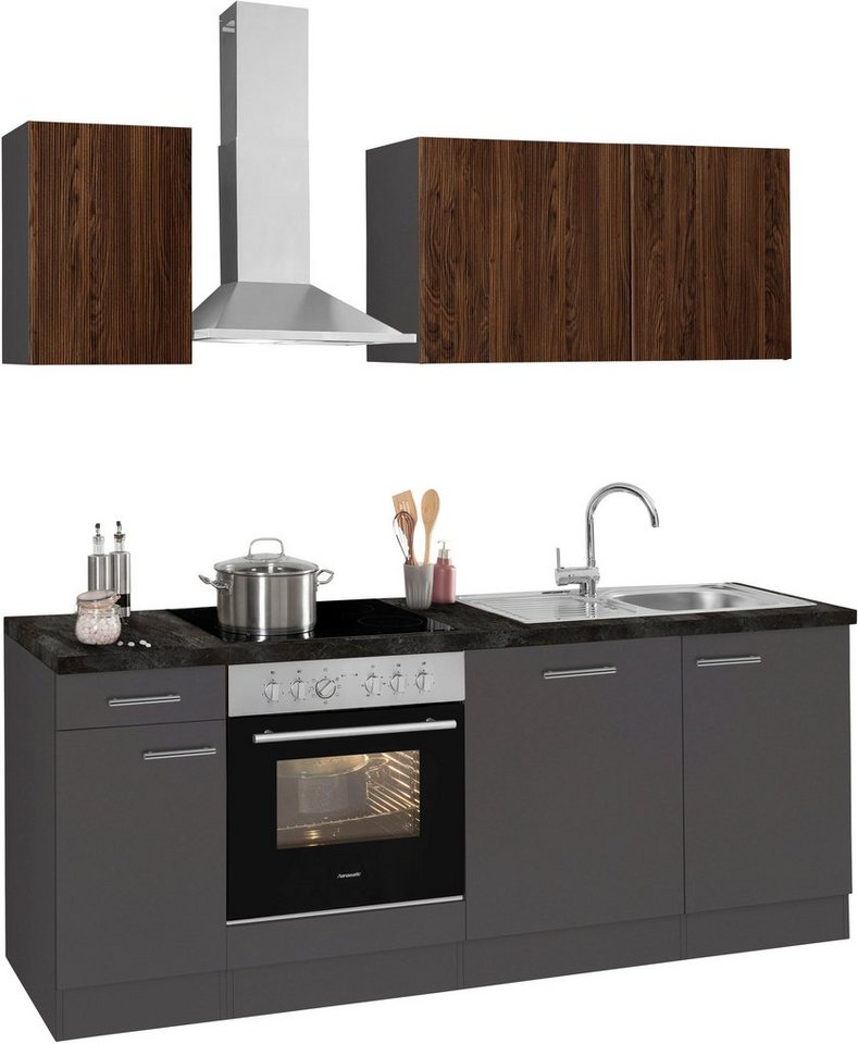 Küchenzeile cm, OPTIFIT Malika, inkl. mit Geschirrspüler Hanseatic-E-Geräten, 210 Breite