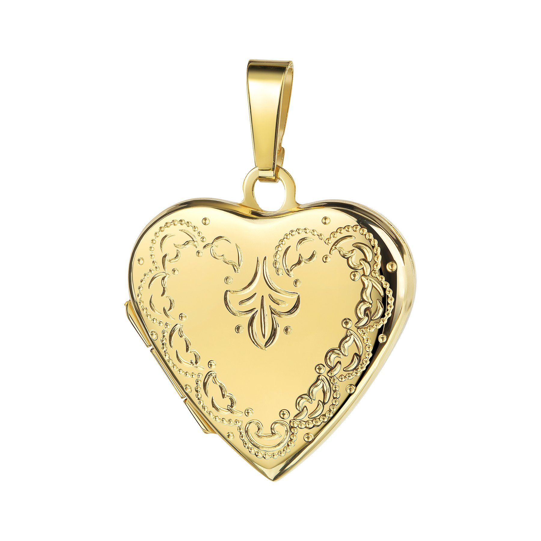 Kette Medaillon, Herz - mit und 36 vergoldet Mädchen), Bild 333 - Länge Öffnen 2 Gold Ornament-Verzierung Amulett Goldherz Medaillon zum wählbar JEVELION cm (goldenes für 70 Damen Anhänger