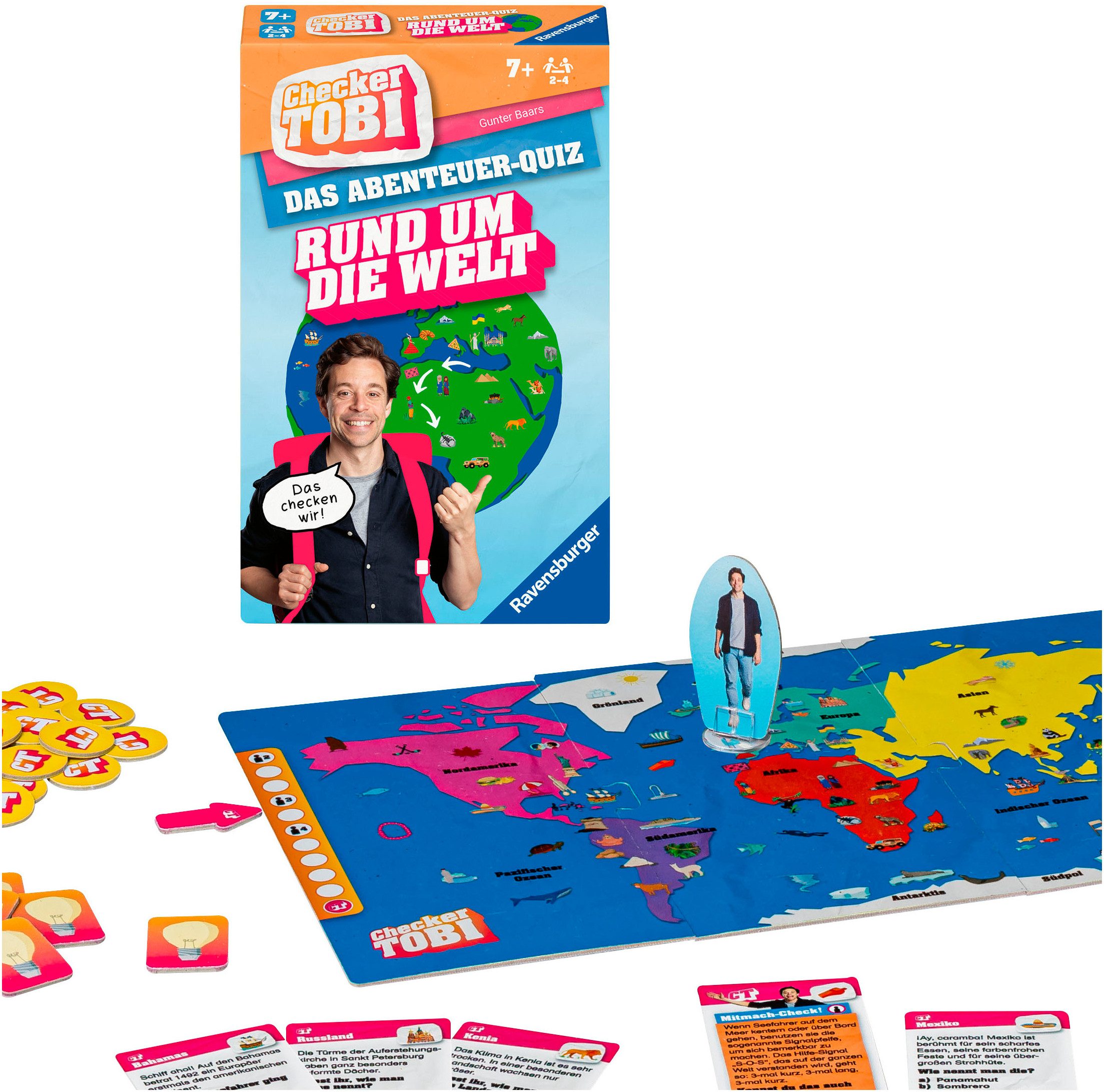 Ravensburger Spiel Checker Tobi: Rund um die Welt, Gesellschaftsspiel, Made in Europe