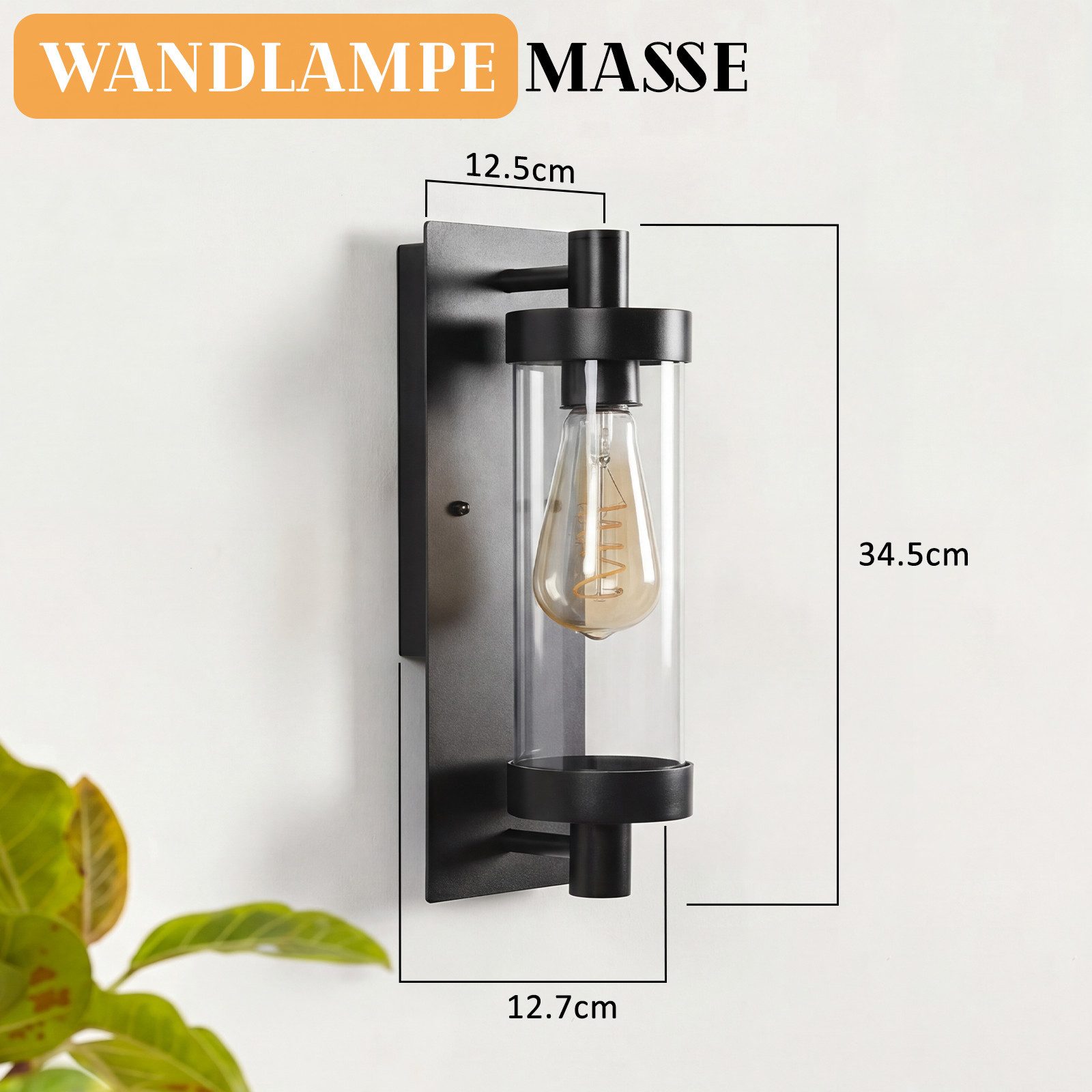 Nettlife Außen-Wandleuchte Schwarz balkon landhaus Außen Garten E27 Fassung max. 40W, ohne Leuchtmittel, für Terrasse Balkon Hauswand Garten