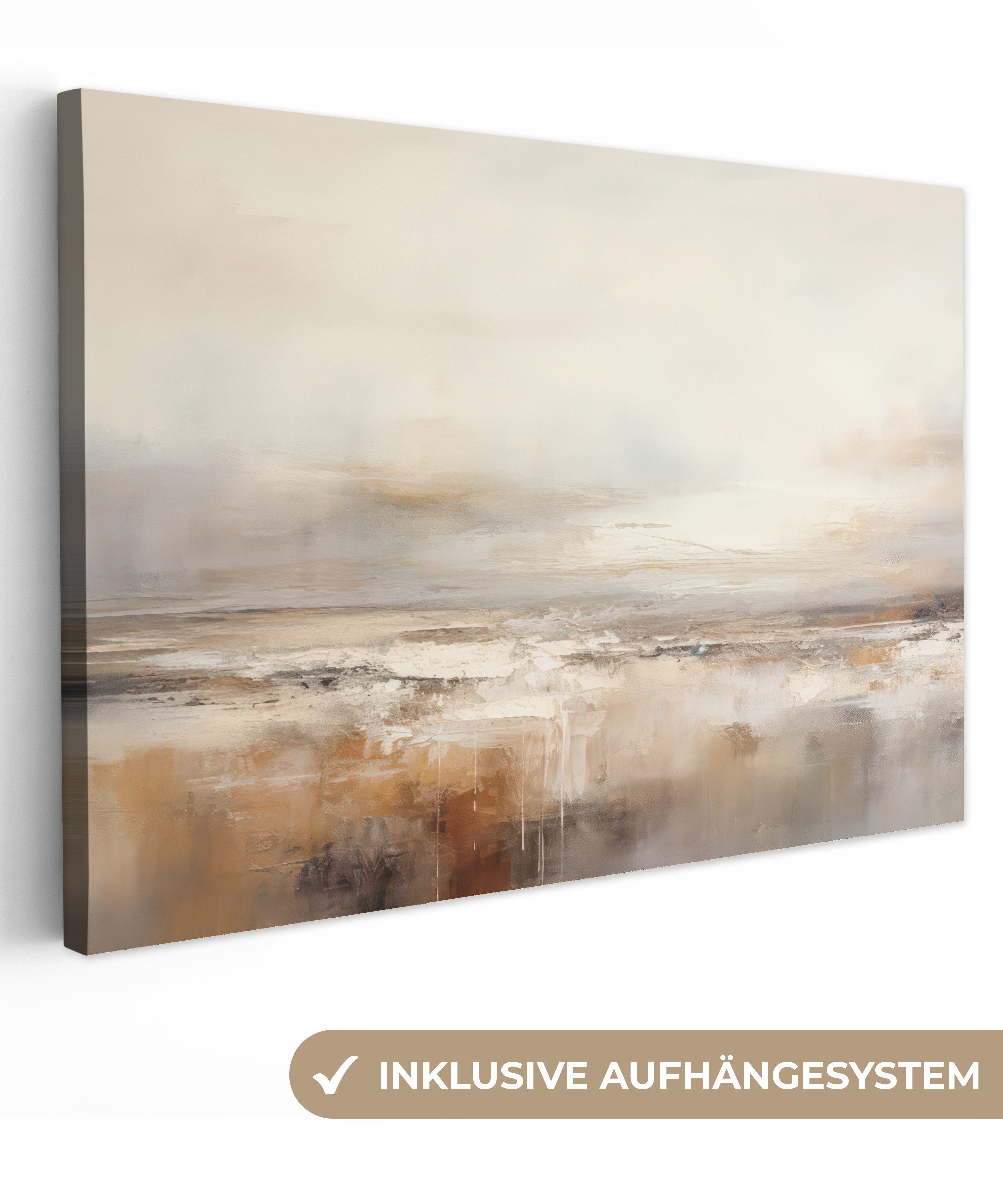 OneMillionCanvasses® Leinwandbild Kunst - Industriell - Grau - Braun - Abstrakt, Fotodruck (1 St), Schlafzimmer Deko Aesthetic, Bilder über Bett, 120x80 cm