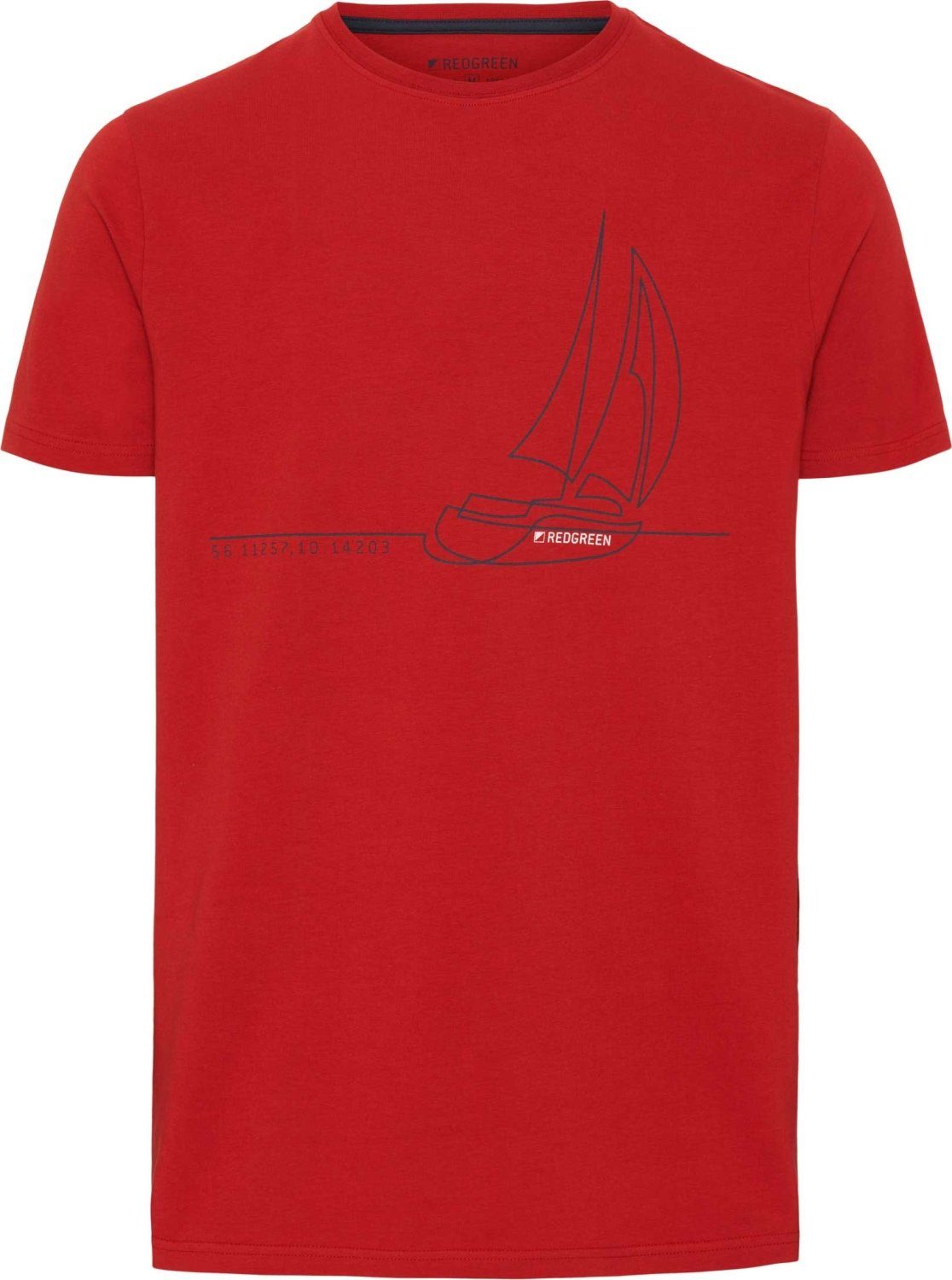 REDGREEN Print-Shirt mit Segelboot Print Chet rot