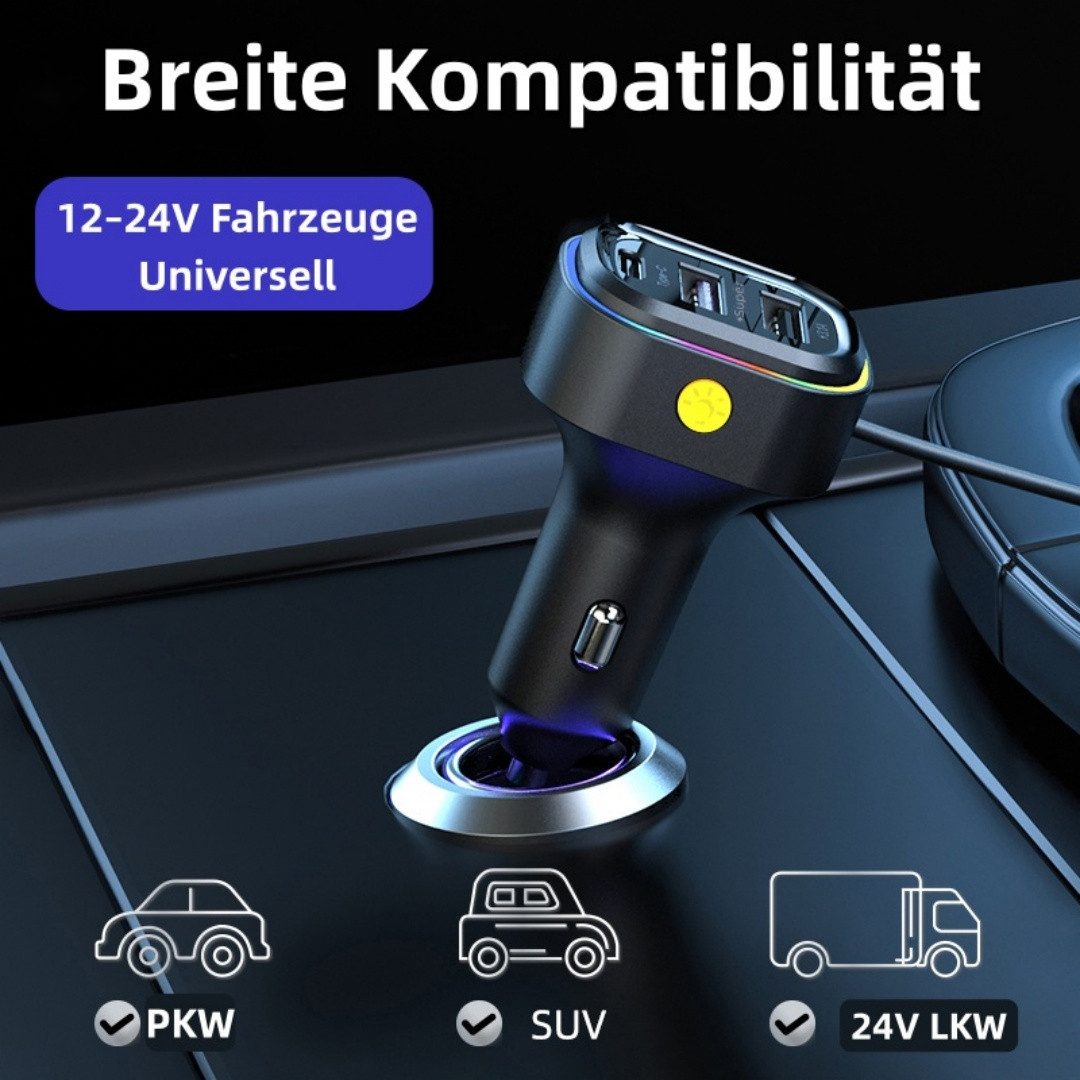 neue dawn Auto Ladegerät 6 Port Zigarettenanzünder USB C 66W Schnellladegerät KFZ-Netzteil (KFZ Ladegeräte USB C 66W Schnellladegerät, für iPhone Duo/18/17/16/1 – Bild 4 von 5
