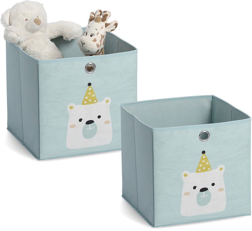 Zeller Present Organizer Icebear (Set, 2 St), Aufbewahrungsbox,  platzsparend klappbar, Vlies | Spielzeugkisten