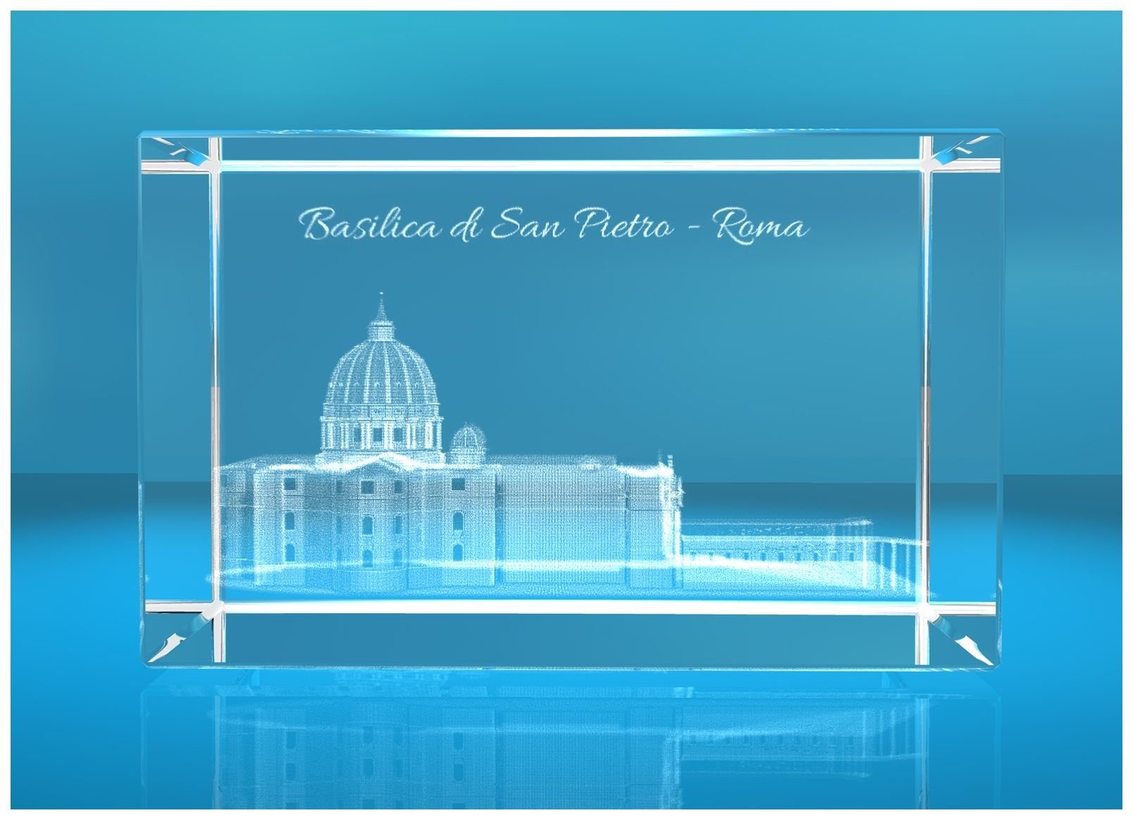 VIP-LASER Dekofigur 3D Glasquader Motiv: Basilica di San Pietro Roma / Petersdom Rom, Hochwertige Geschenkbox, Made in Germany, Familienbetrieb